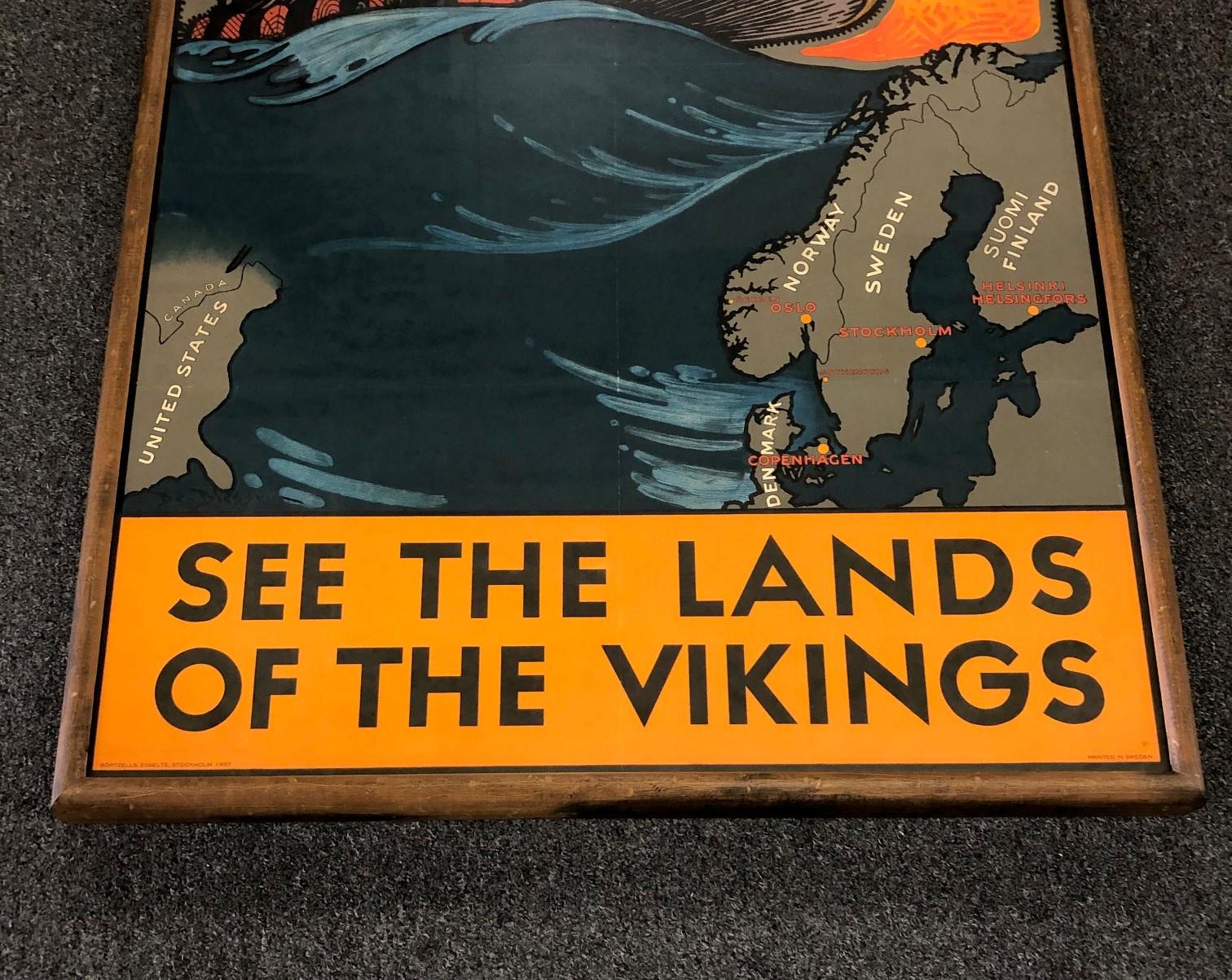 Vintage Travel Poster 'See the Land of the Vikings' by Ben Blessum, 1937 1