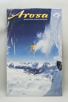 Vintage Travel Ski Poster, Arosa, Switzerland
