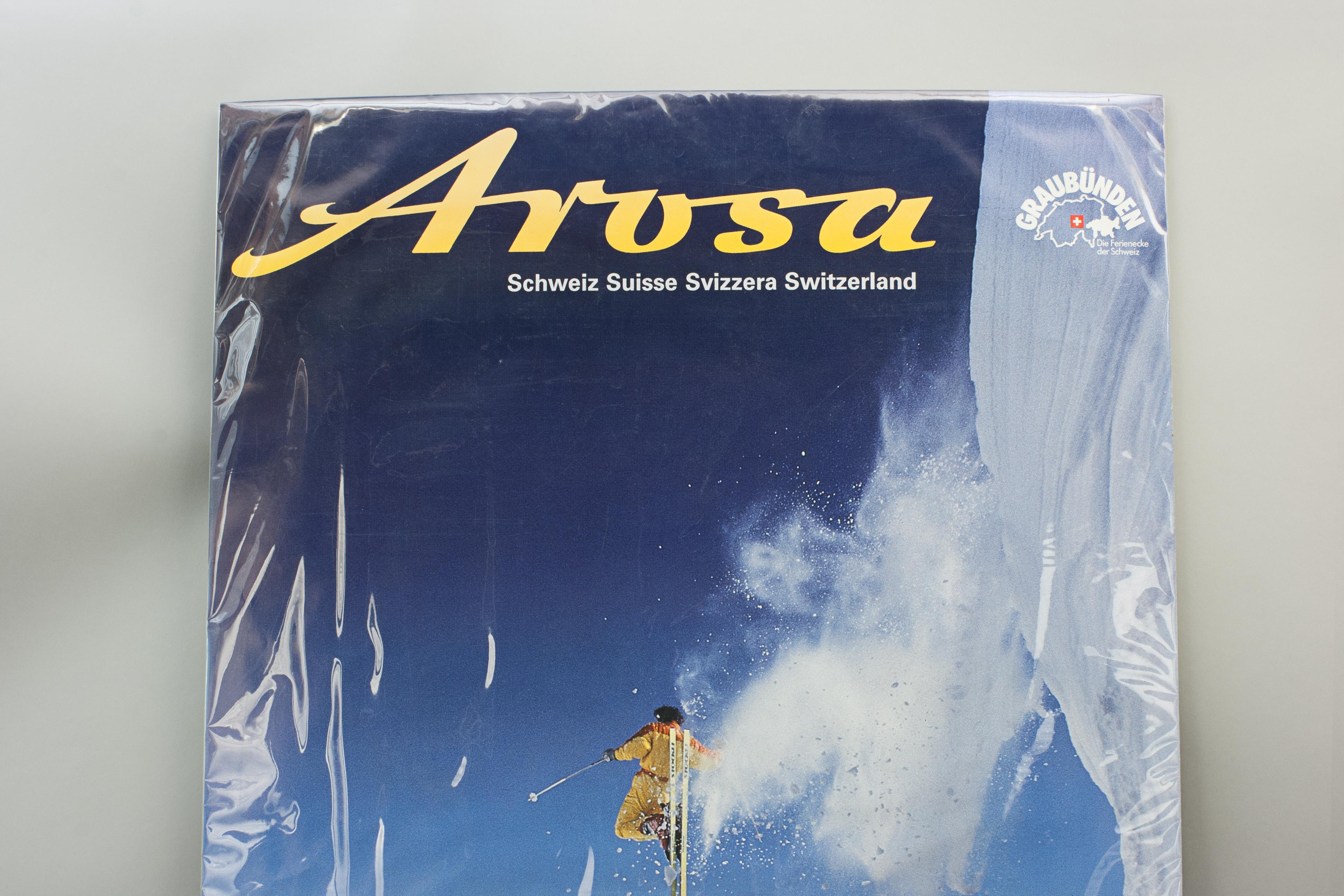 Swiss Vintage Travel Ski Poster, Arosa, Switzerland