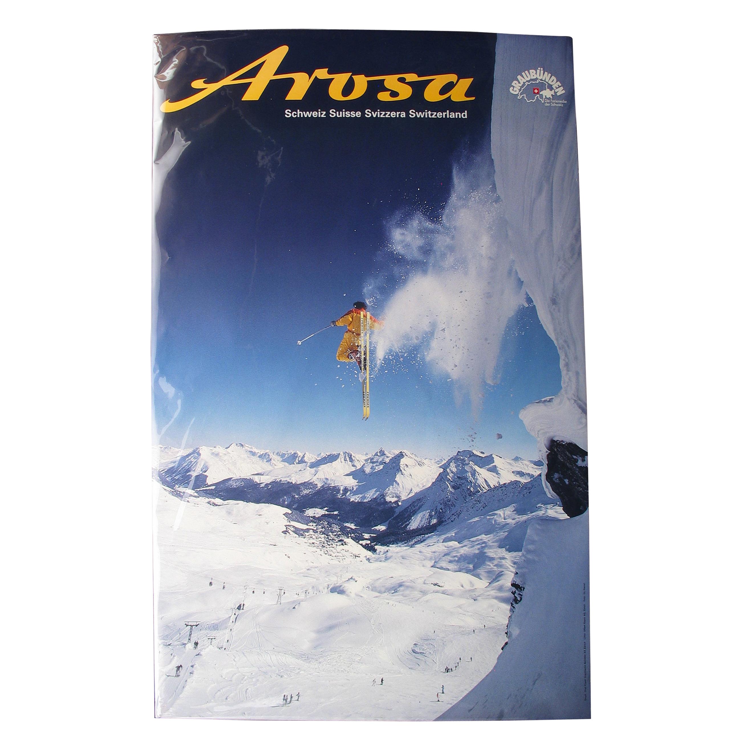 Vintage Travel Ski Poster, Arosa, Switzerland