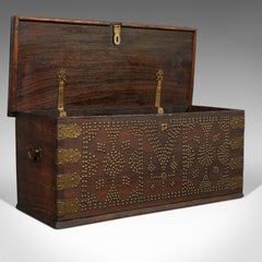 Vintage Travel Trunk, Oriental, Teak, Carriage Chest, Art Deco, circa 1930