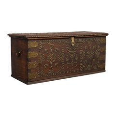 Antique Travel Trunk, Oriental, Teak, Carriage Chest, Art Deco, circa 1930