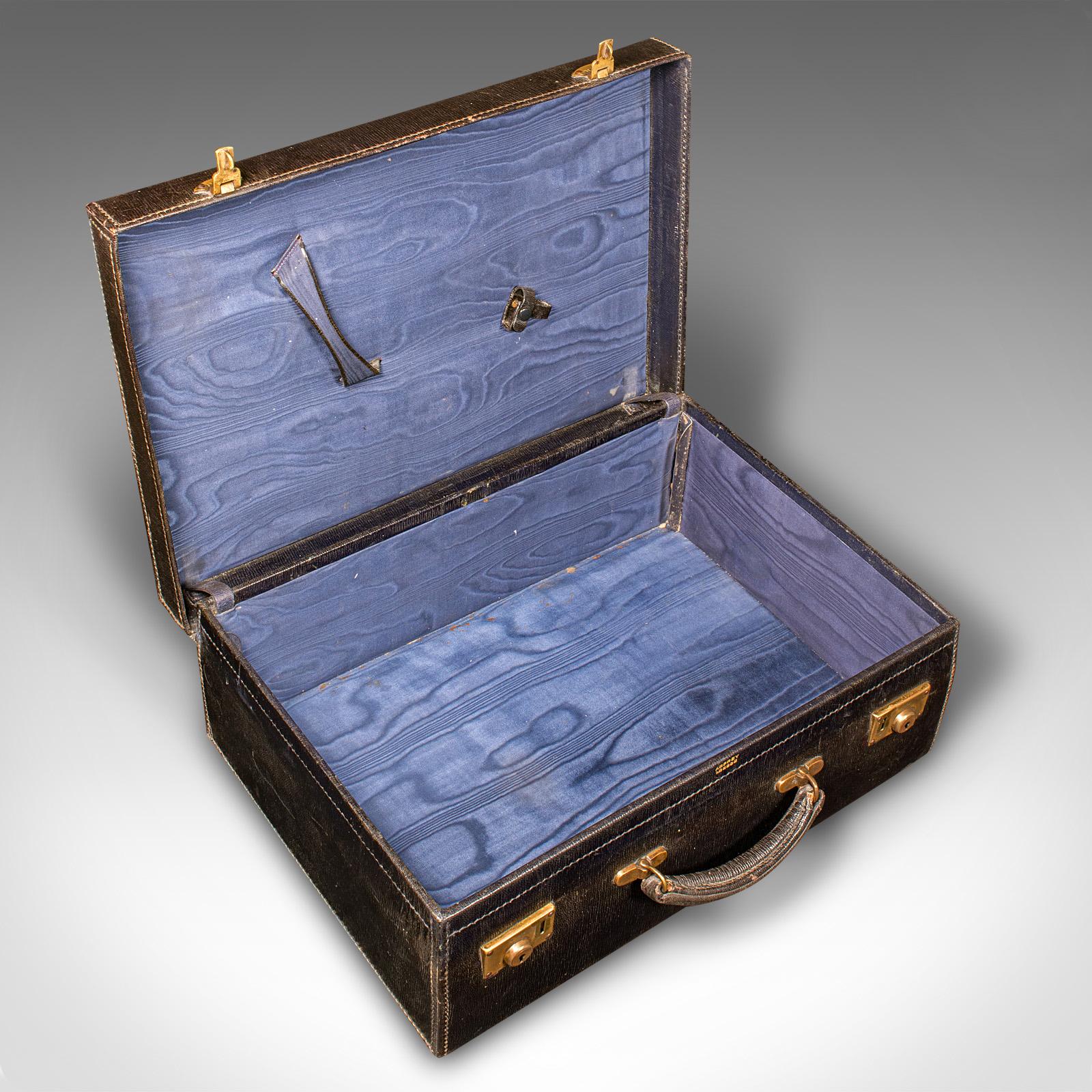 Maleta de viaje vintage, inglesa, funda de cuero, Asprey London, circa 1930 3
