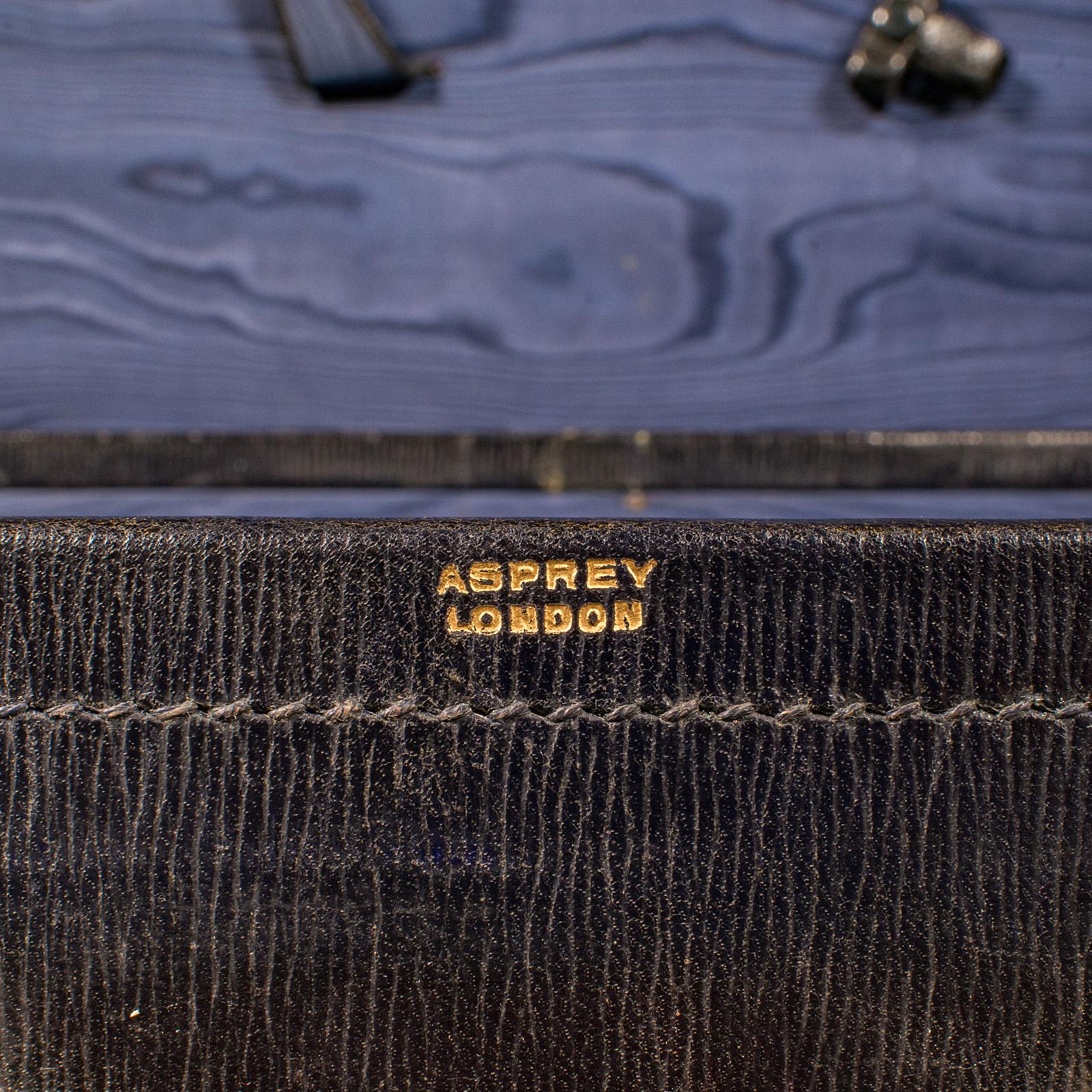 Maleta de viaje vintage, inglesa, funda de cuero, Asprey London, circa 1930 5