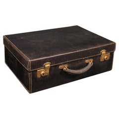 Maleta de viaje vintage, inglesa, funda de cuero, Asprey London, circa 1930