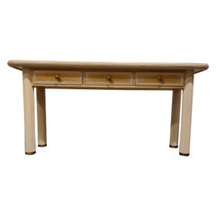 Table console vintage en travertin et bambou, années 1980