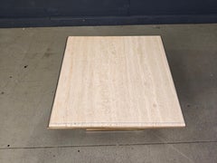 Couchtisch aus Travertin und Messing von Fedam, 1970er Jahre