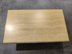 Vintage travertine and brass coffee table by Fedam, 1970s