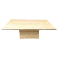 Vintage travertine and brass coffee table by Fedam, 1980s
