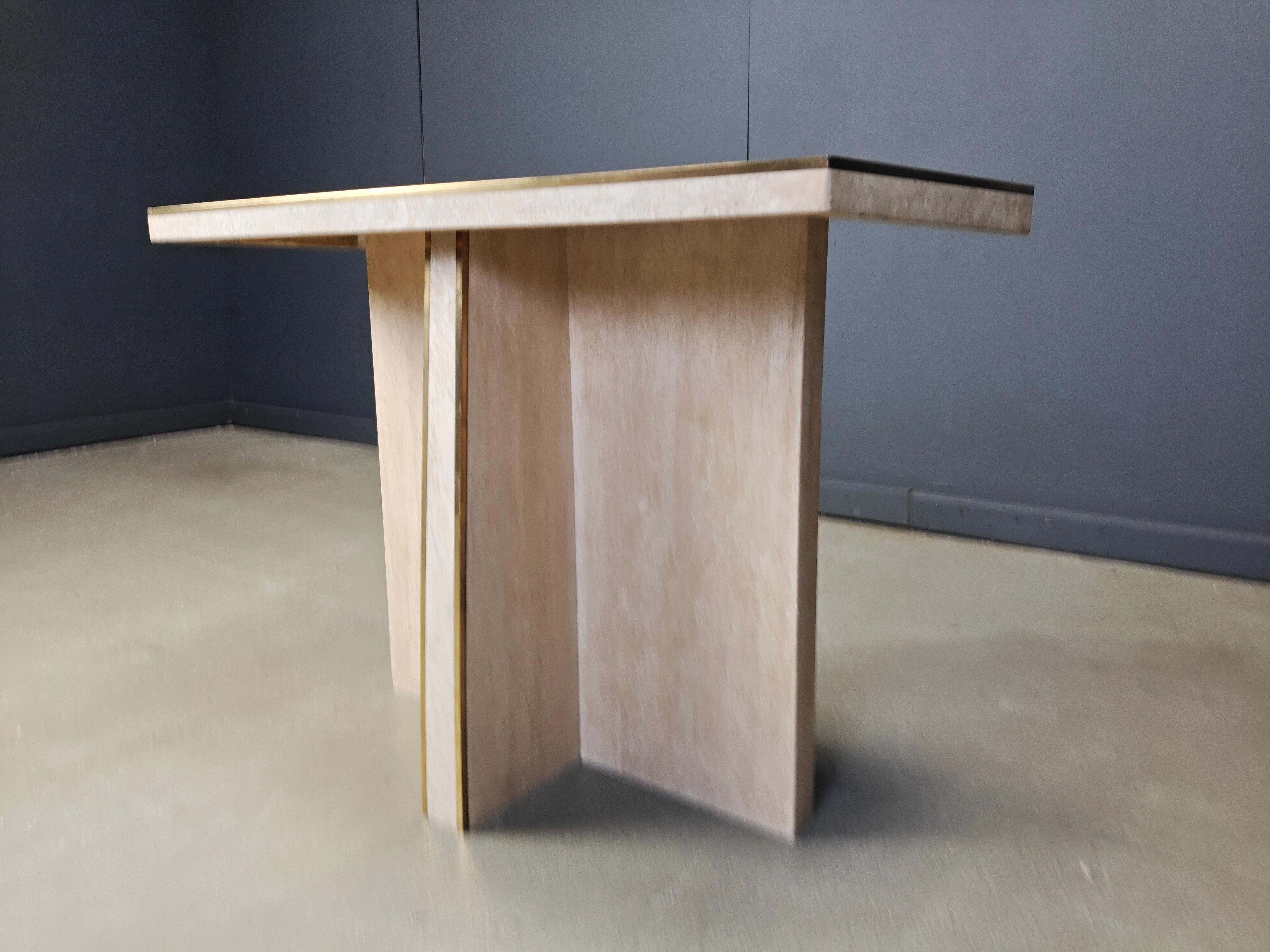 Table console vintage en travertin et laiton, 1970 en vente 4