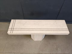 Vintage travertine and brass console table by Roche Bobois, 1970s