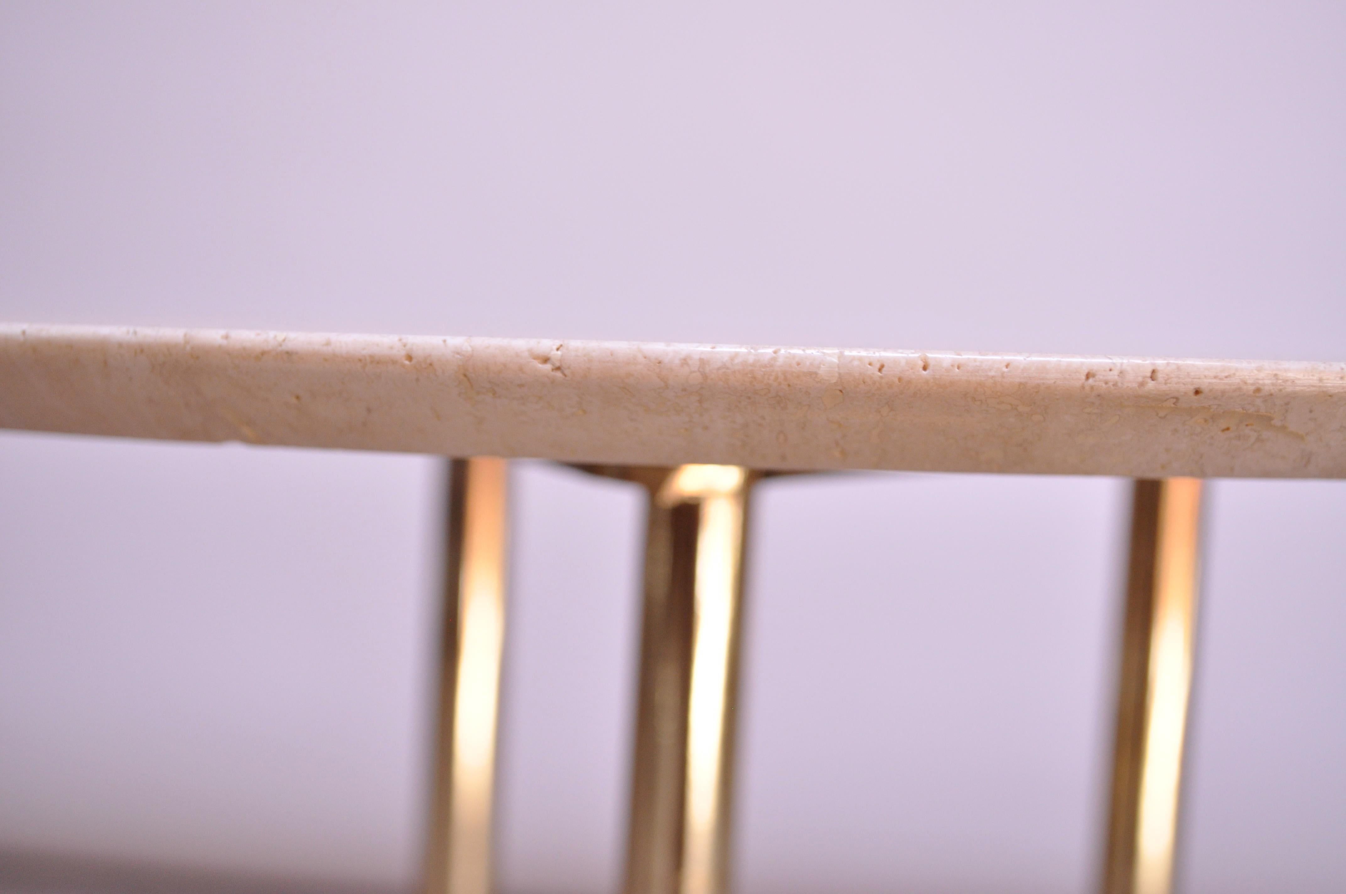 Vintage Travertine and Brass Side or Cocktail Table 5