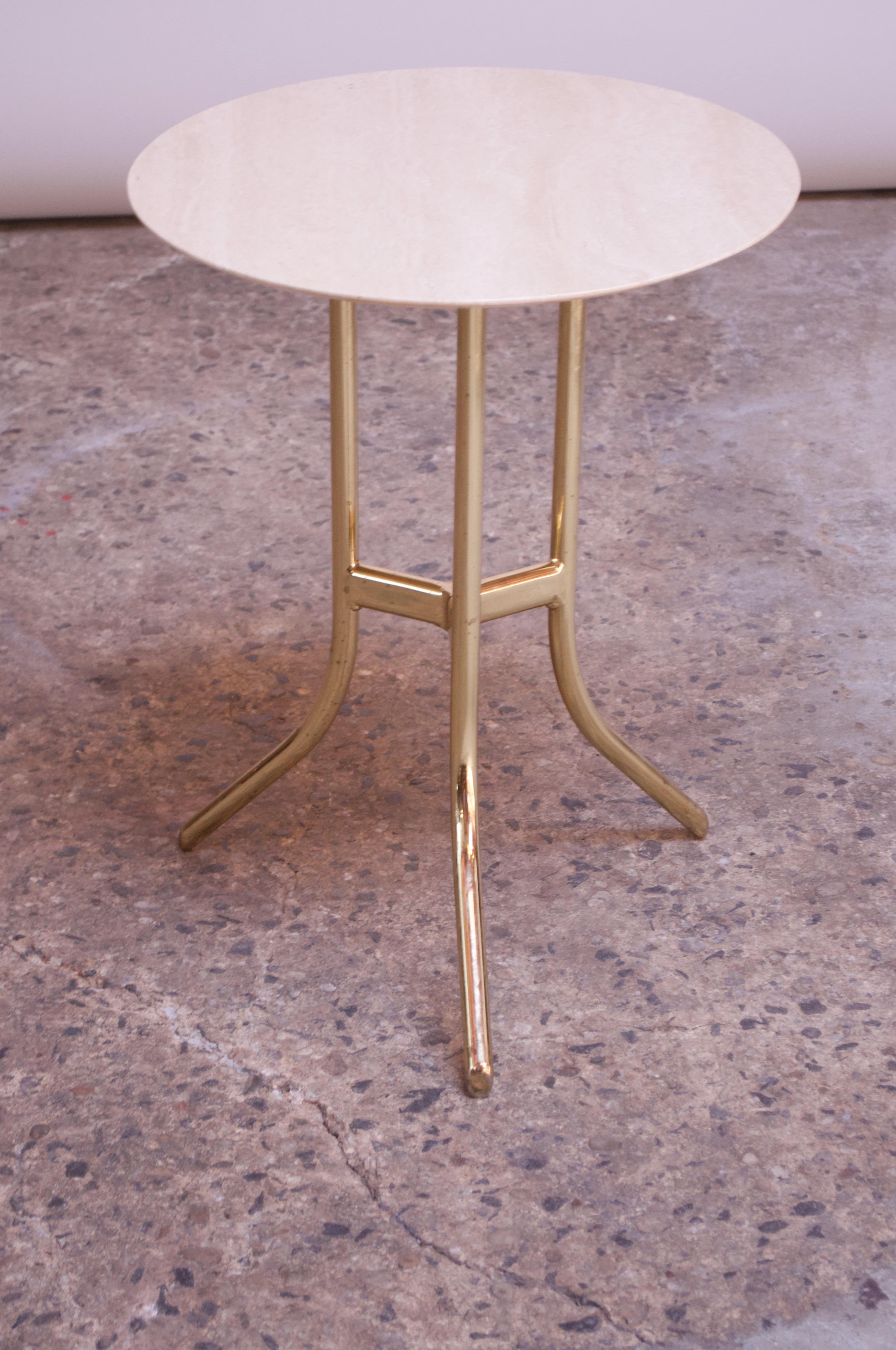 American Vintage Travertine and Brass Side or Cocktail Table