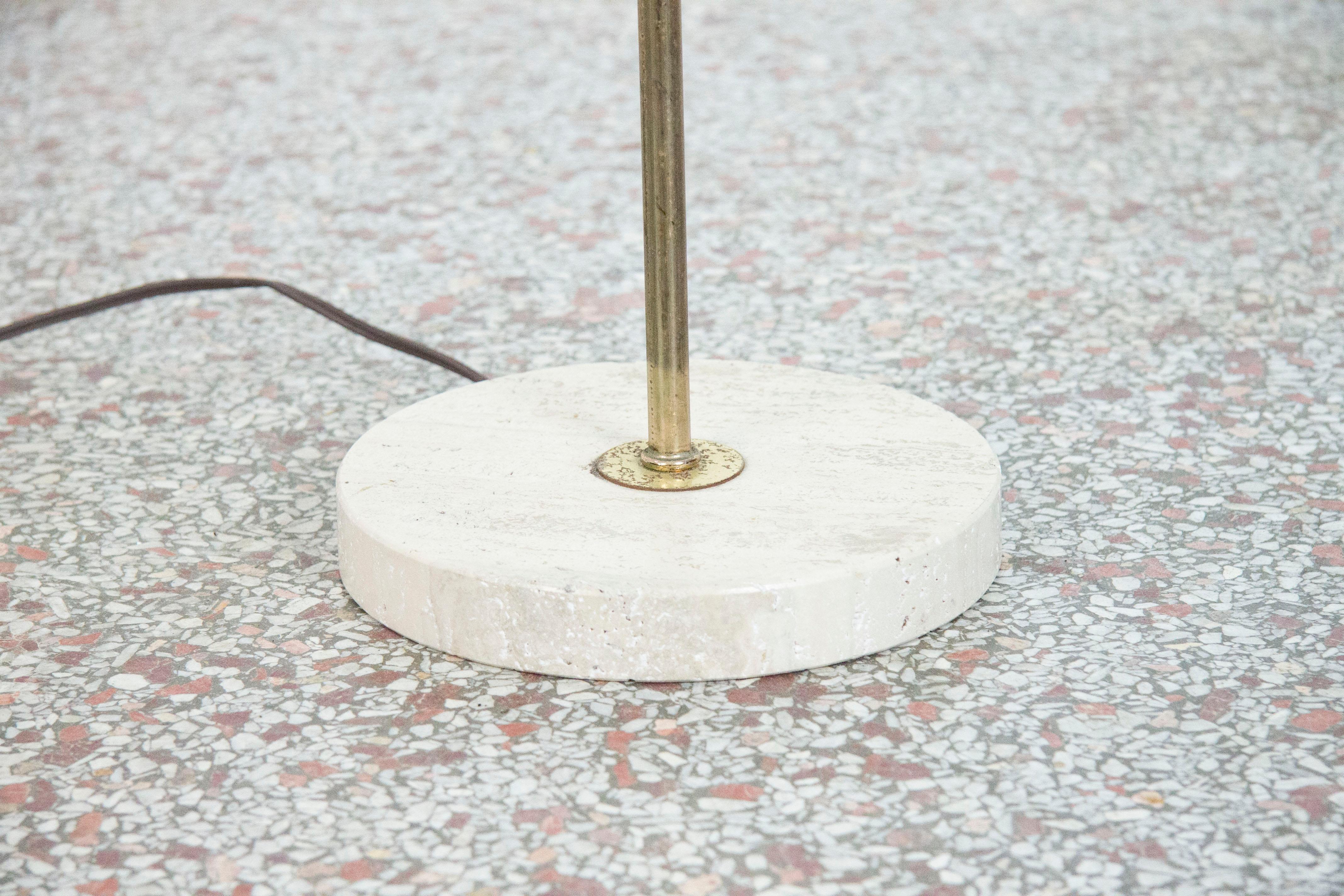 Italian Vintage Travertine and Brass Table Lamp For Sale