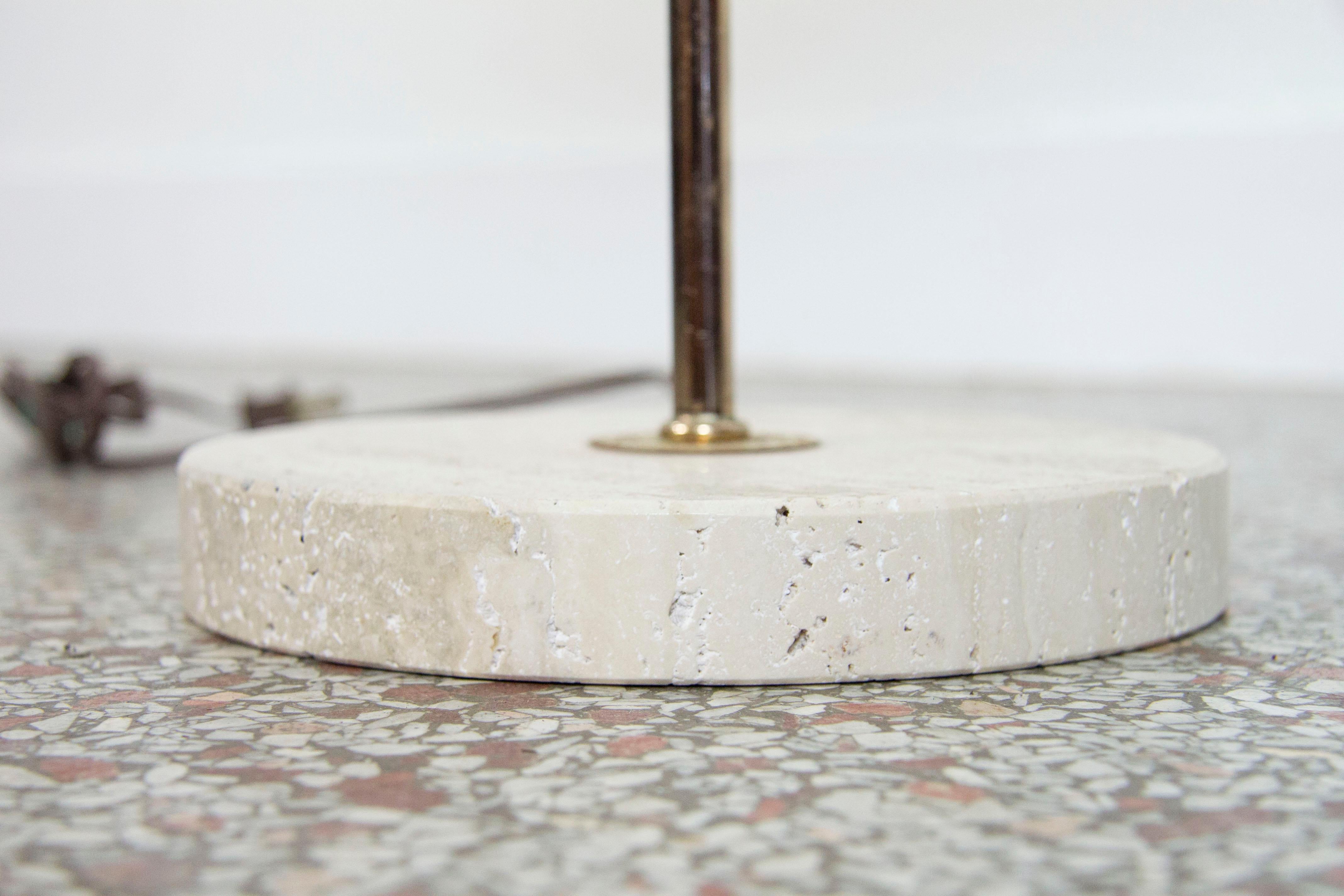 20th Century Vintage Travertine and Brass Table Lamp For Sale