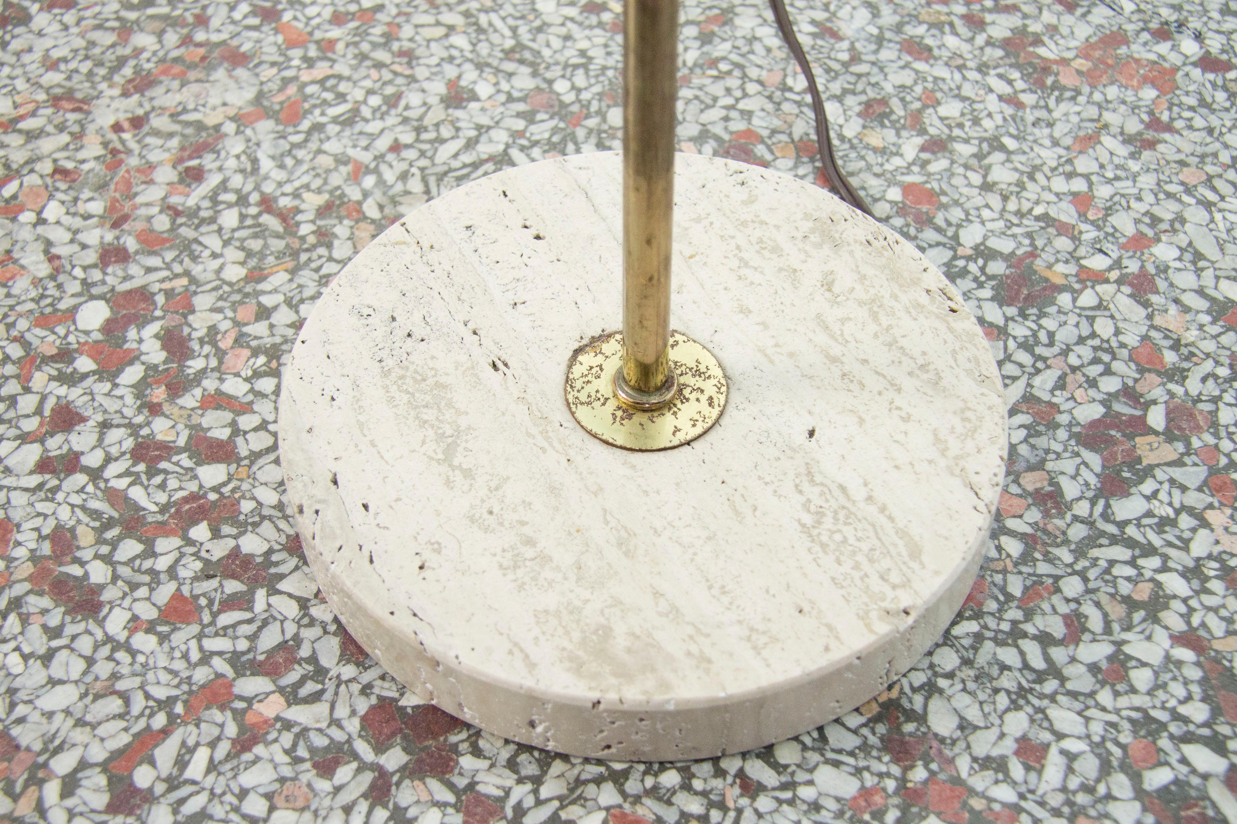 Vintage Travertine and Brass Table Lamp For Sale 1