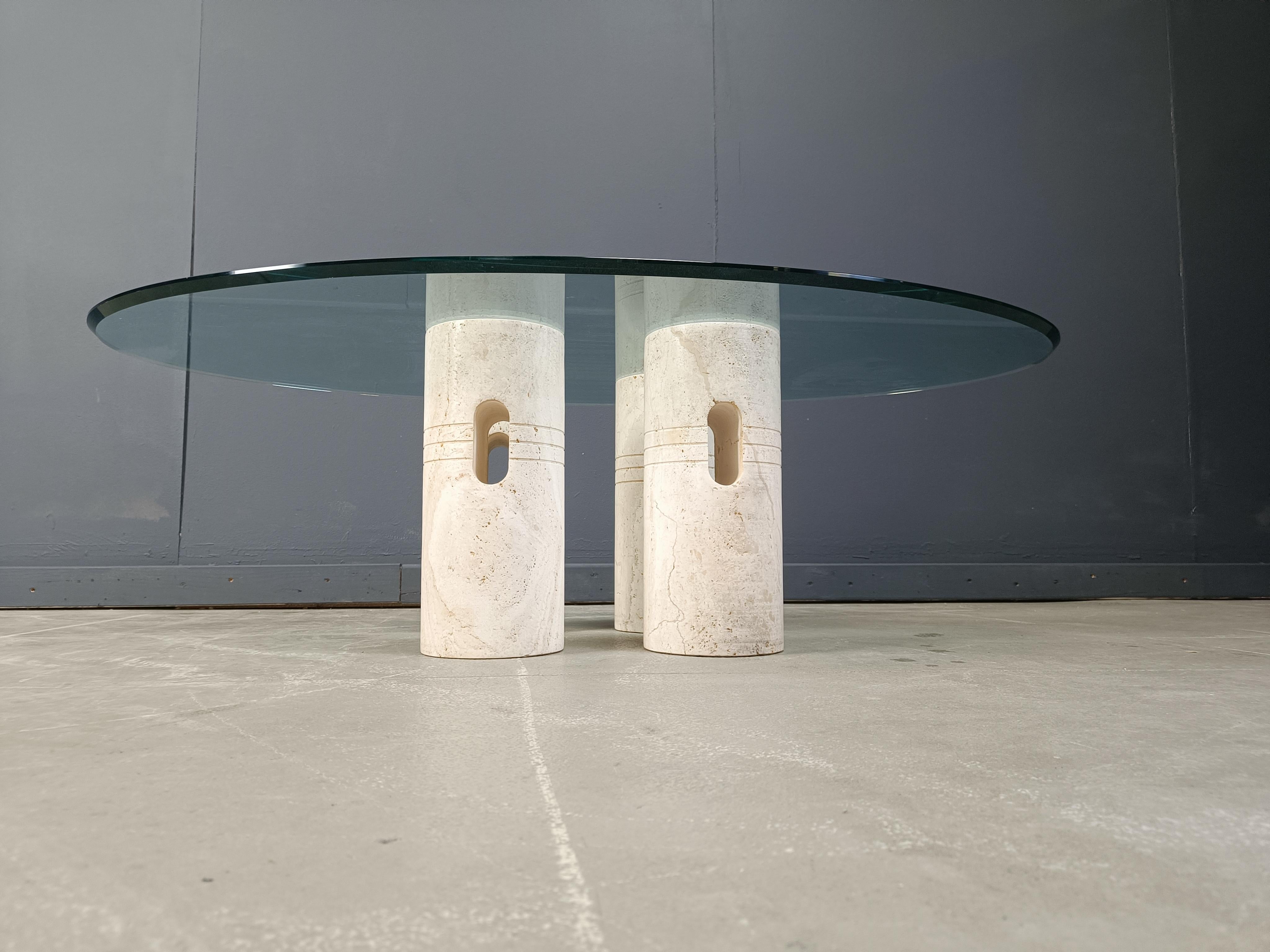 Couchtisch aus Travertin und Glas im Vintage-Stil, 1970er Jahre im Angebot 6