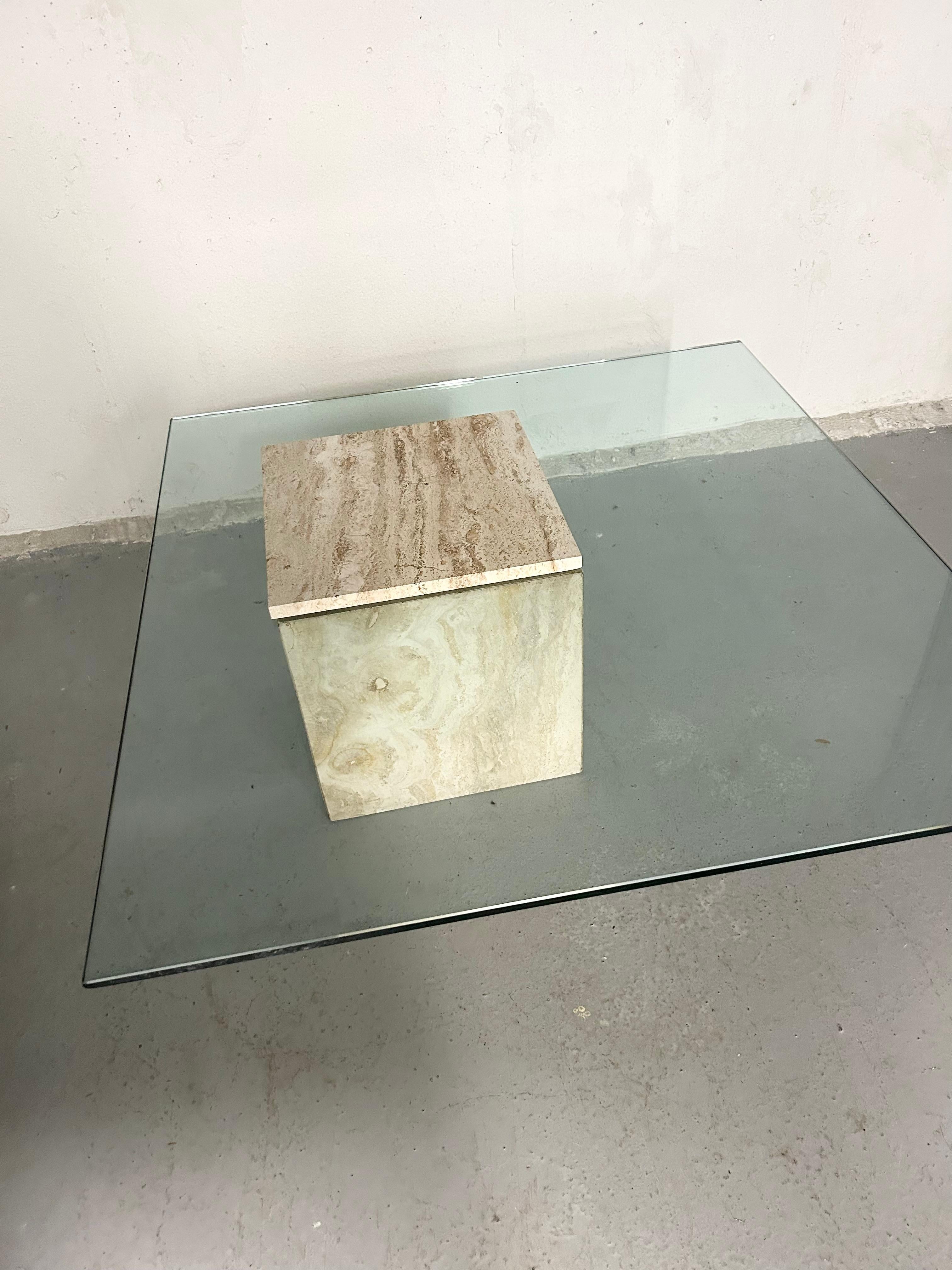 Vintage Travertine and Glass Coffee Table 6