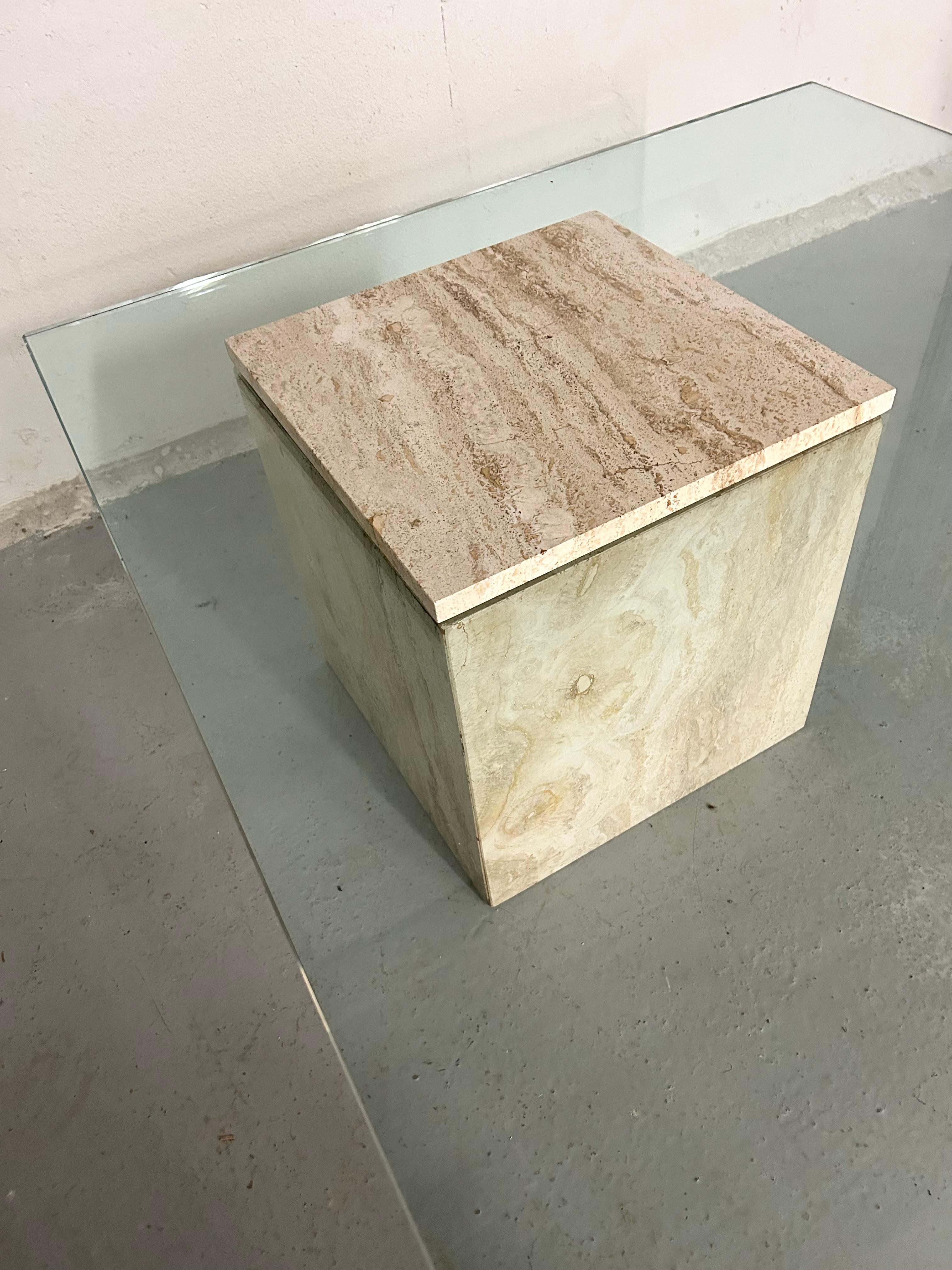 Vintage Travertine and Glass Coffee Table 5