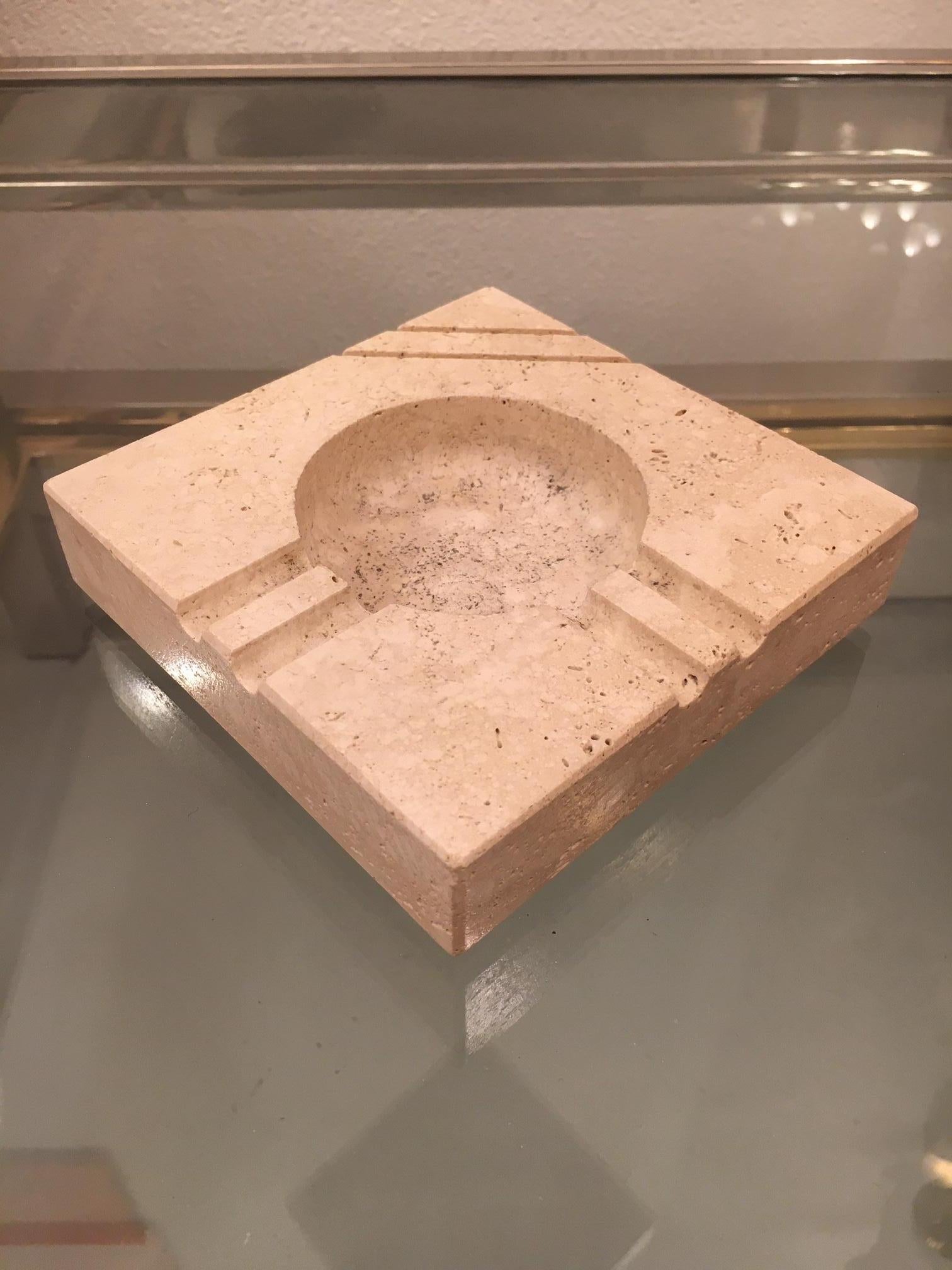 Italian Vintage Travertine Ashtray, 1970s