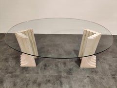 Vintage Travertine Carlo Scarpa Style Dining Table, 1970s