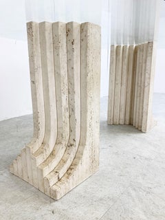Vintage Travertine Carlo Scarpa Style Dining Table, 1970s