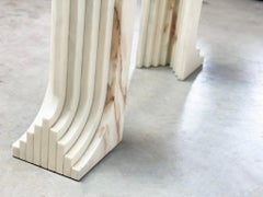 Vintage travertine Carlo Scarpa style dining table, 1970s