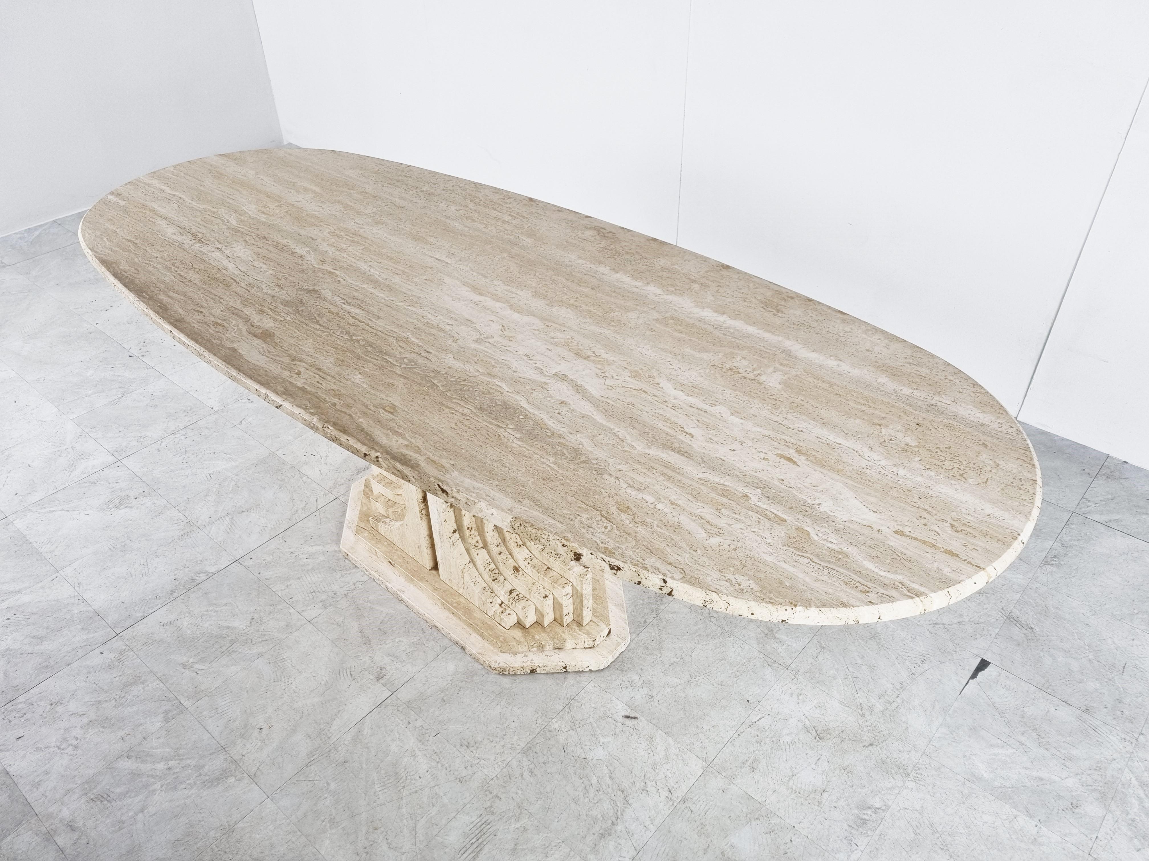 Late 20th Century Vintage Travertine Carlo Scarpa Style Dining Table, 1970s