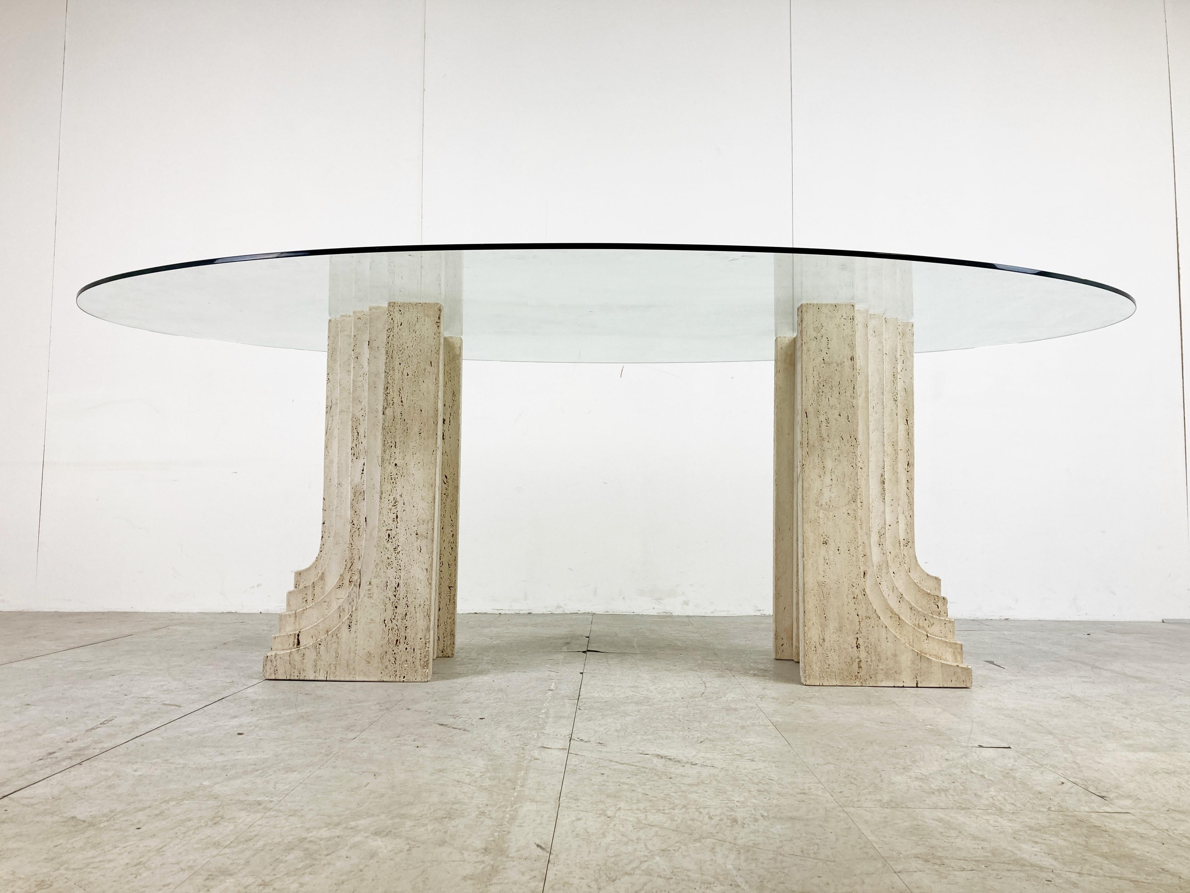 Late 20th Century Vintage travertine Carlo Scarpa style dining table, 1970s