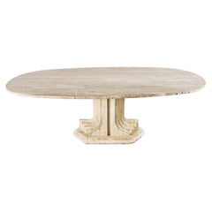 Vintage Travertine Carlo Scarpa Style Dining Table, 1970s