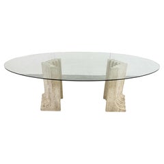 Vintage travertine Carlo Scarpa style dining table, 1970s