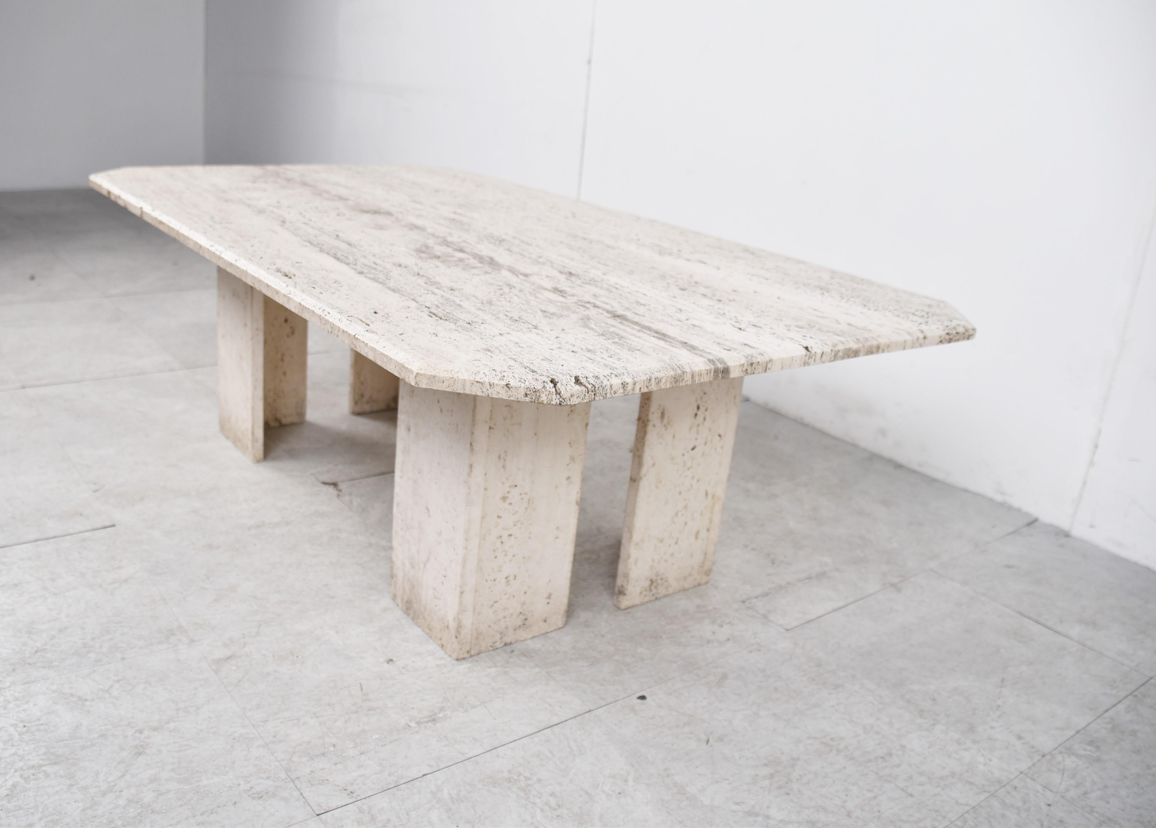 Vintage Travertine Coffee Table, 1970s In Good Condition In HEVERLEE, BE