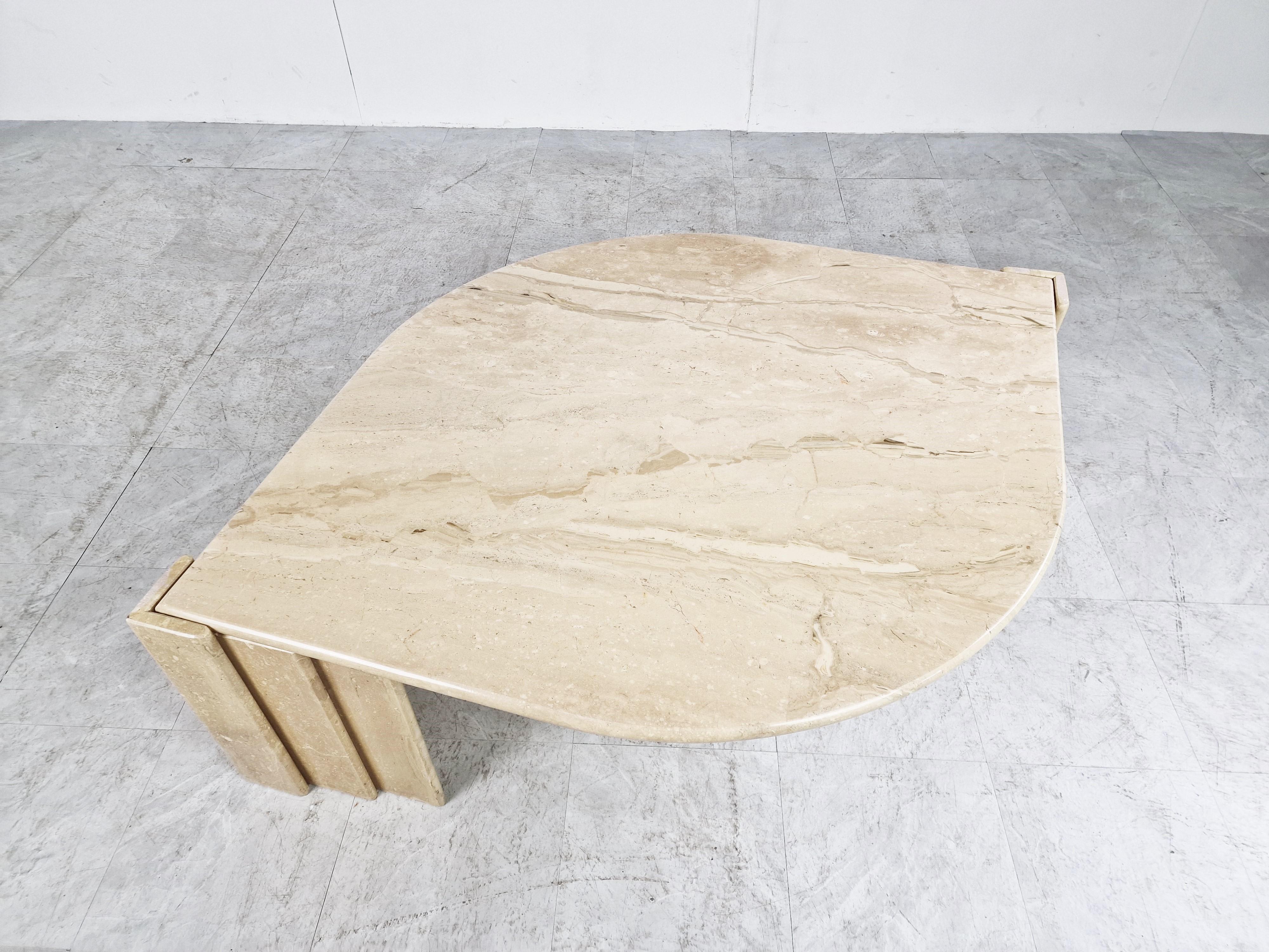 Vintage Travertine Coffee Table, 1970s In Good Condition In HEVERLEE, BE