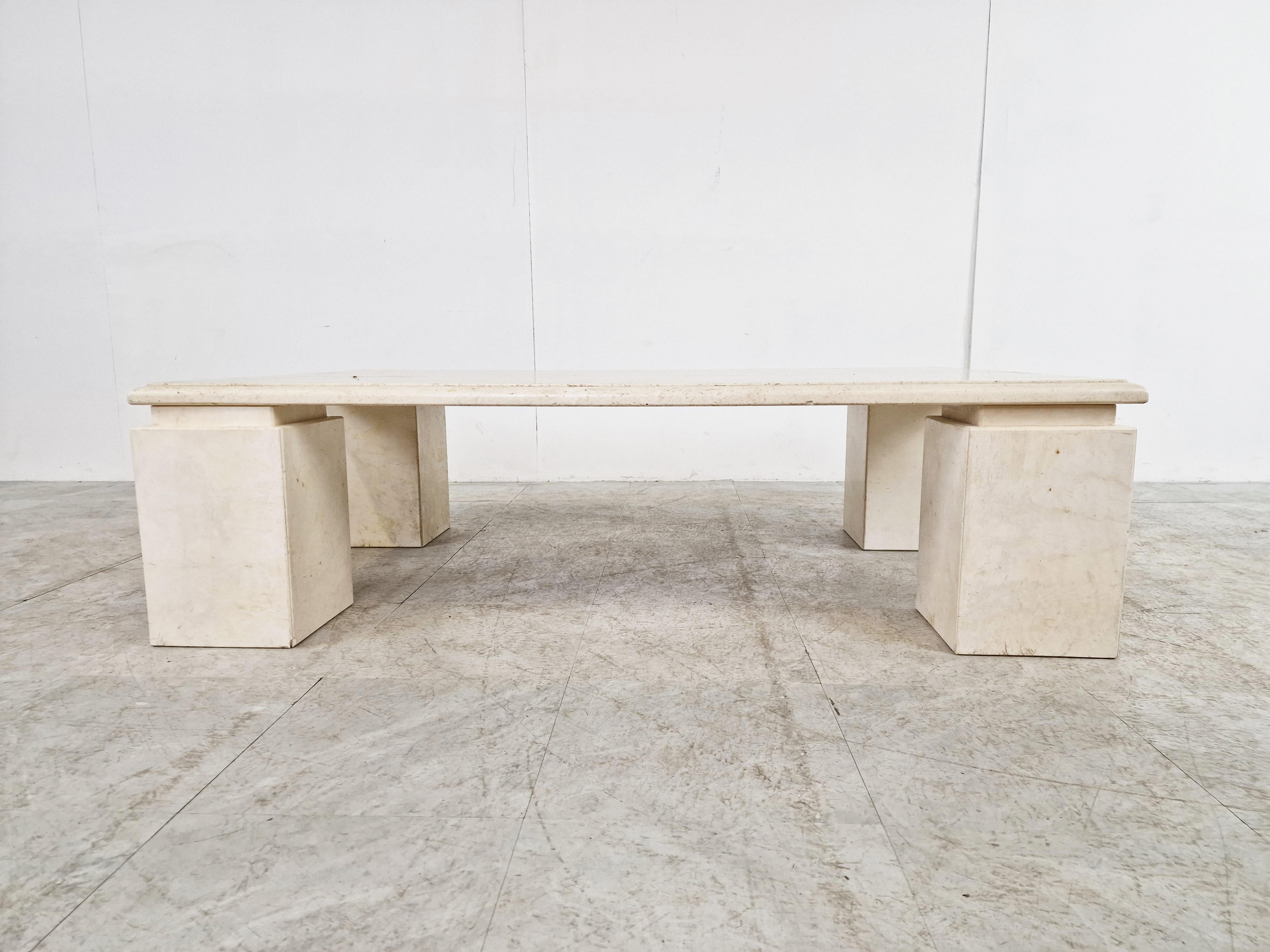 Vintage Travertine Coffee Table, 1970s In Good Condition In HEVERLEE, BE