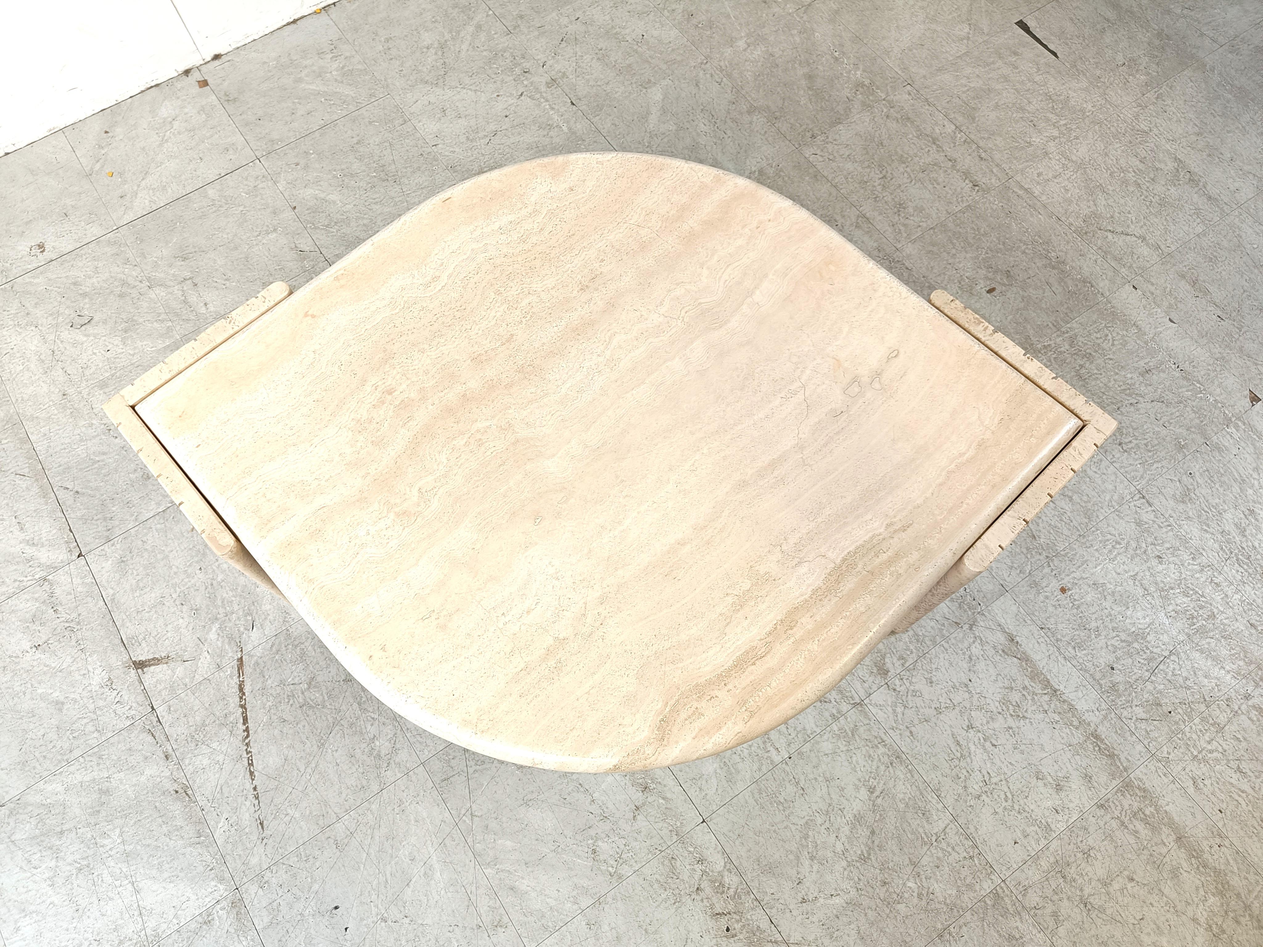 Vintage travertine coffee table, 1970s In Good Condition In Leuven, Vlaams Gewest