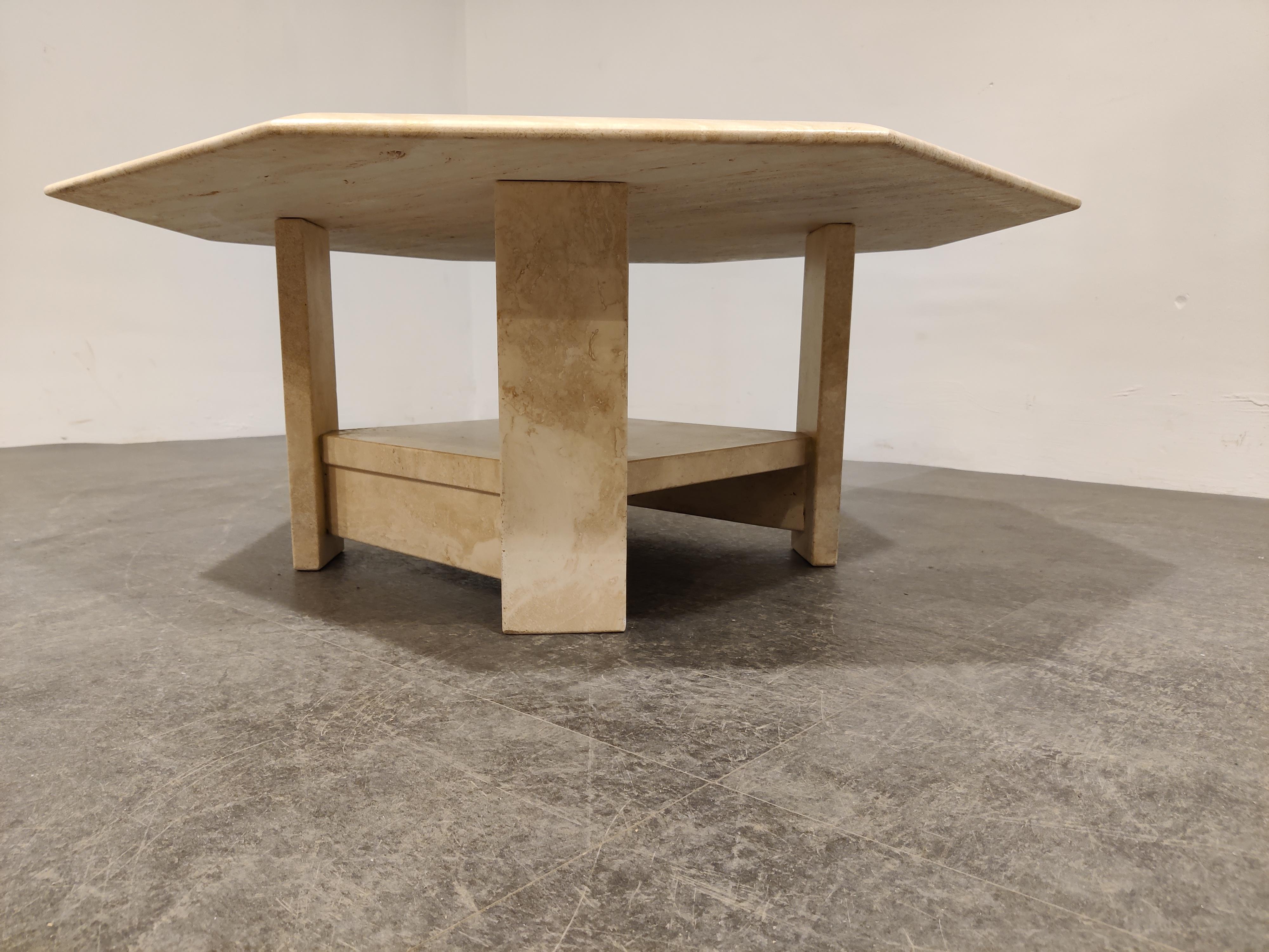 Late 20th Century Vintage Travertine Coffee Table, 1970s