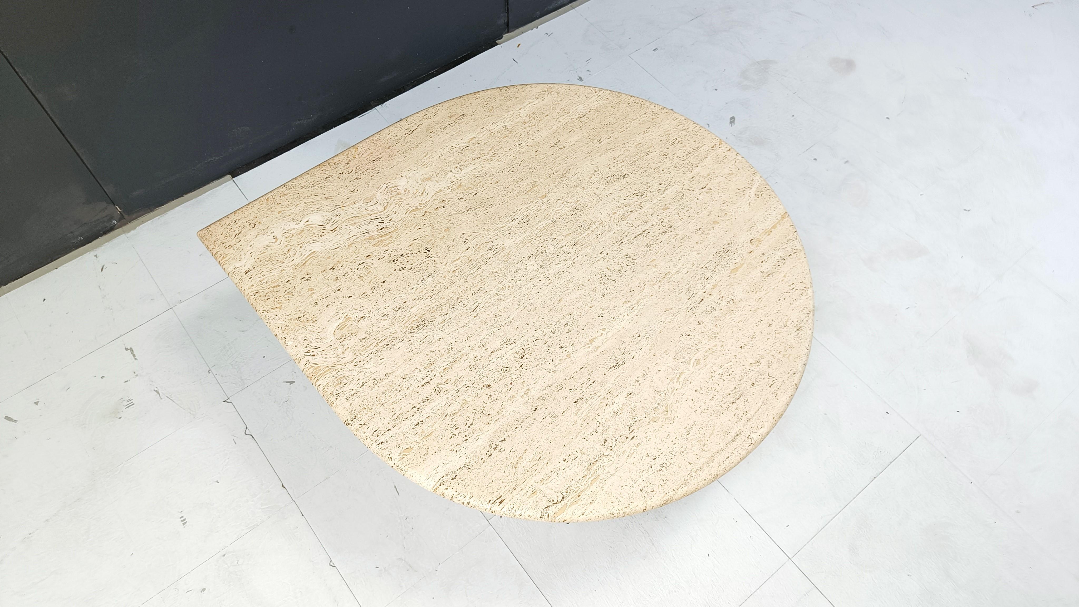 Fin du 20e siècle Table basse vintage en travertin, années 1970