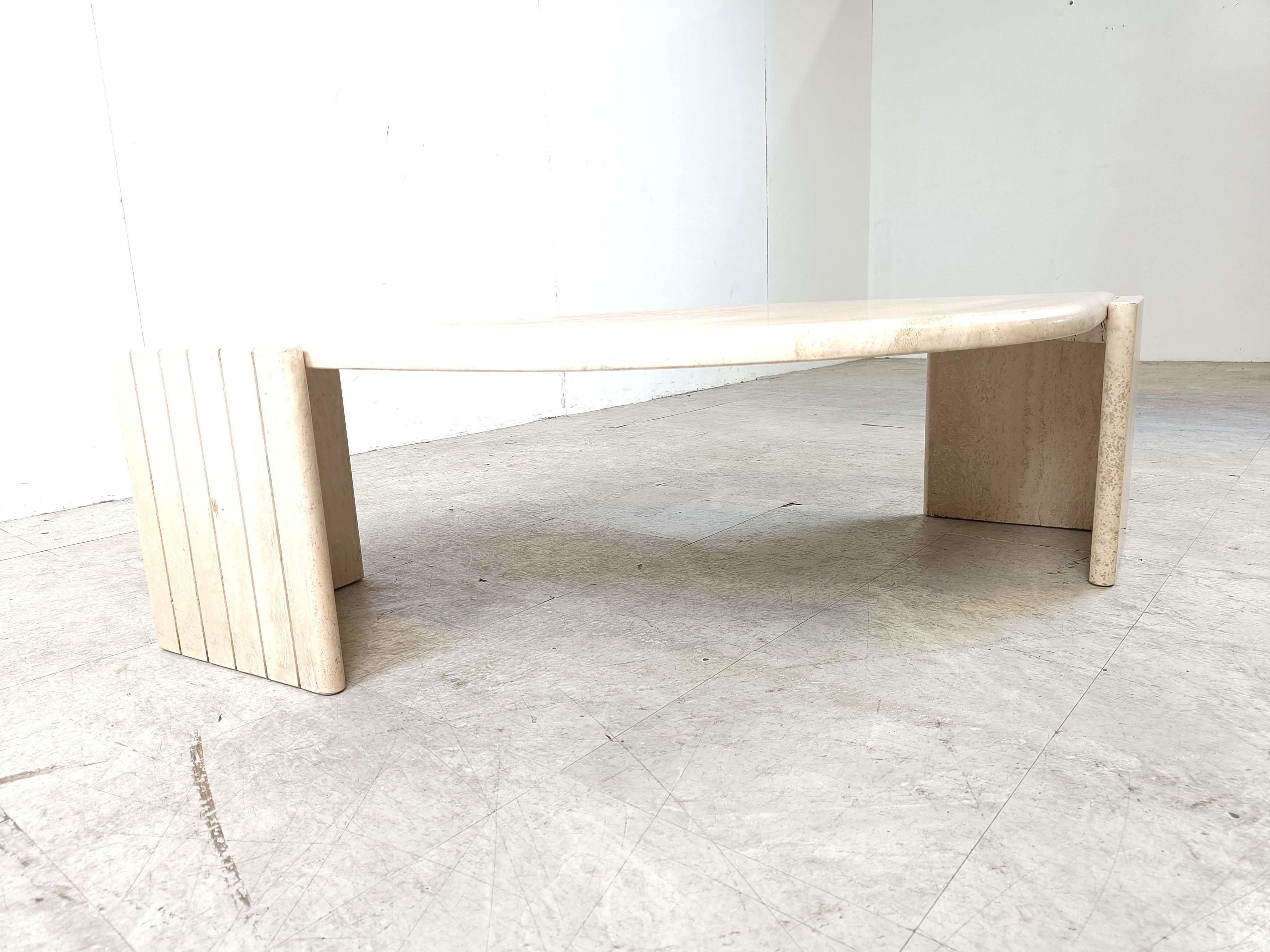 Vintage travertine coffee table, 1970s 1