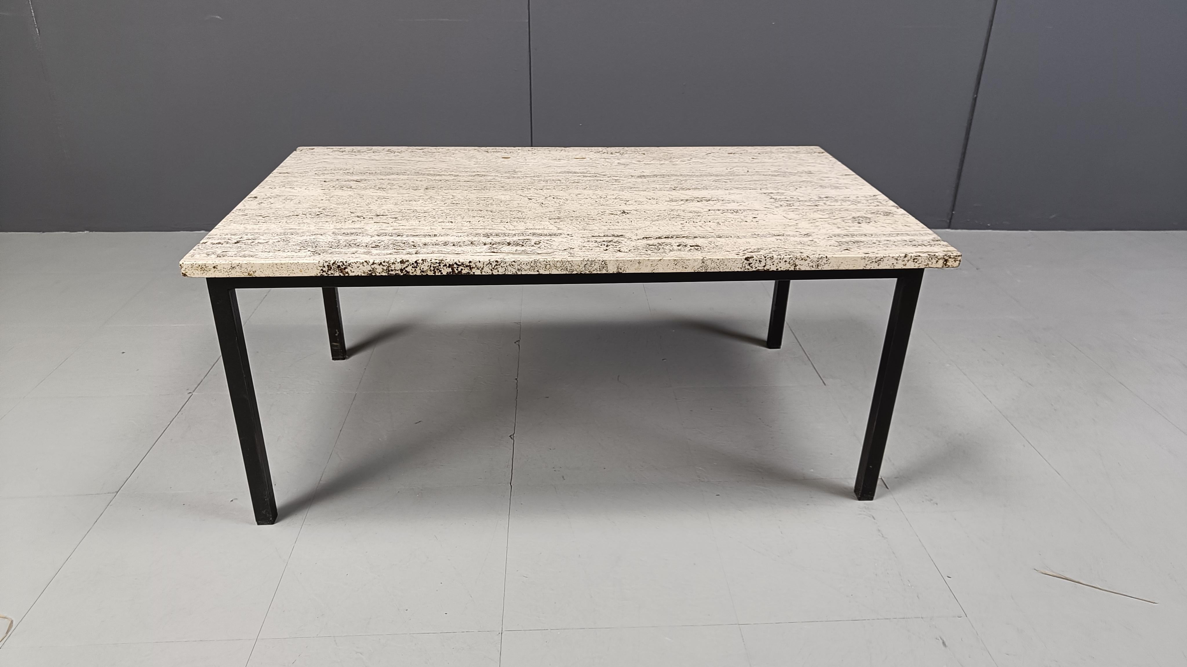 Vintage travertine coffee table, 1970s 1