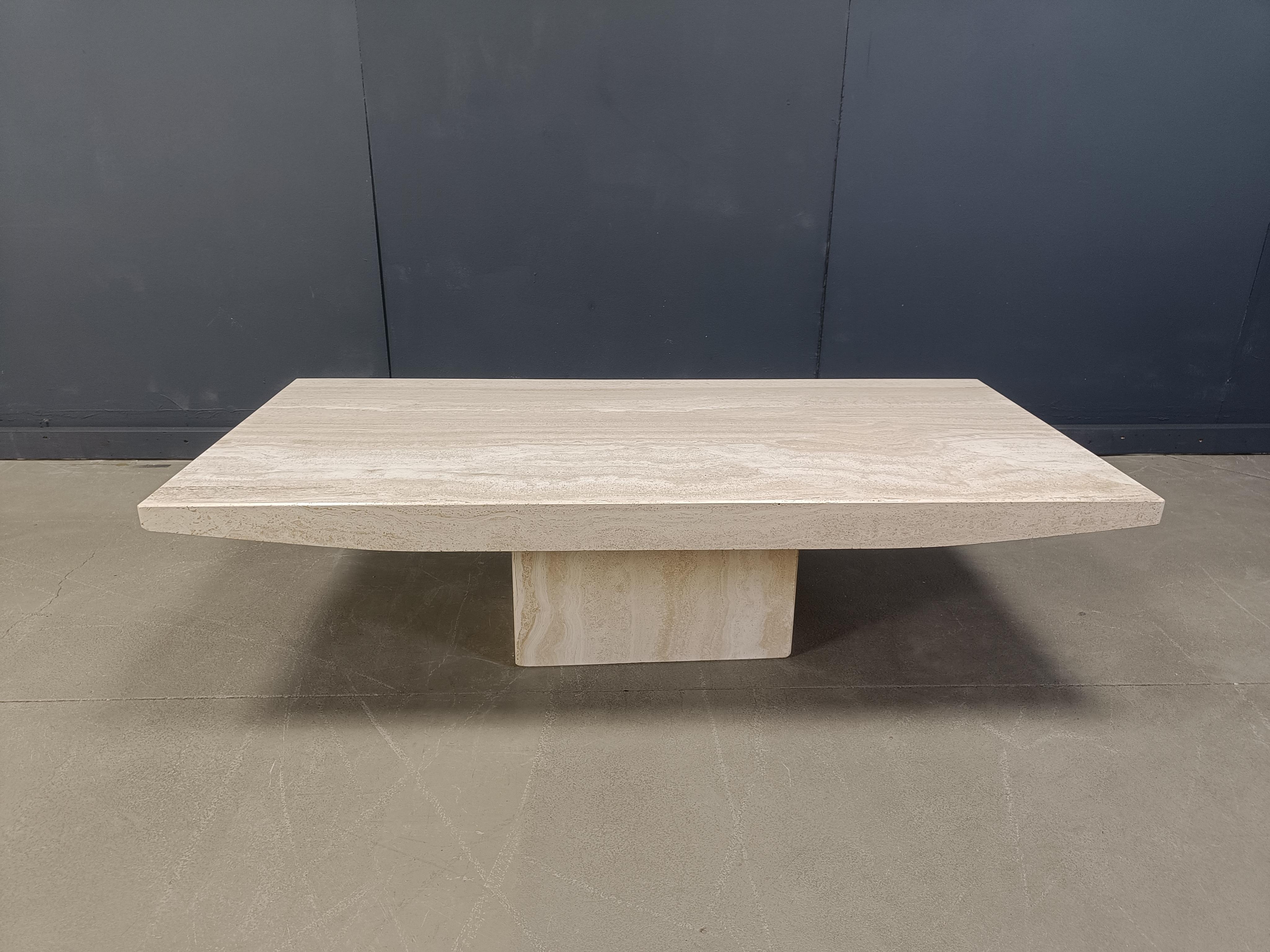 Vintage travertine coffee table, 1970s 1