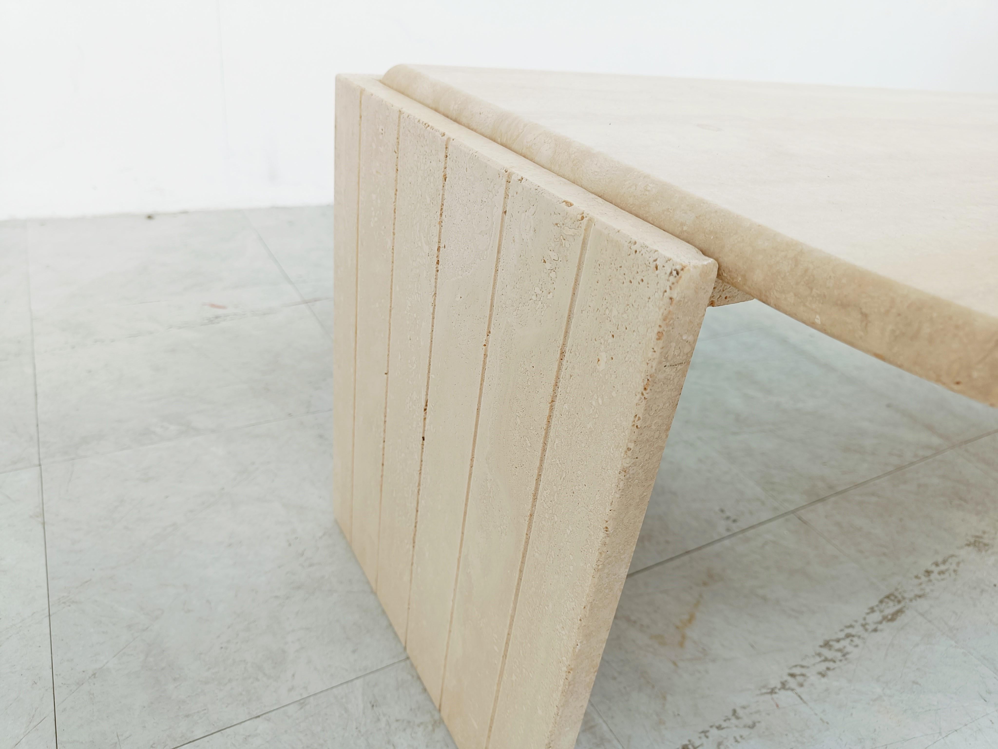 Vintage travertine coffee table, 1970s 2