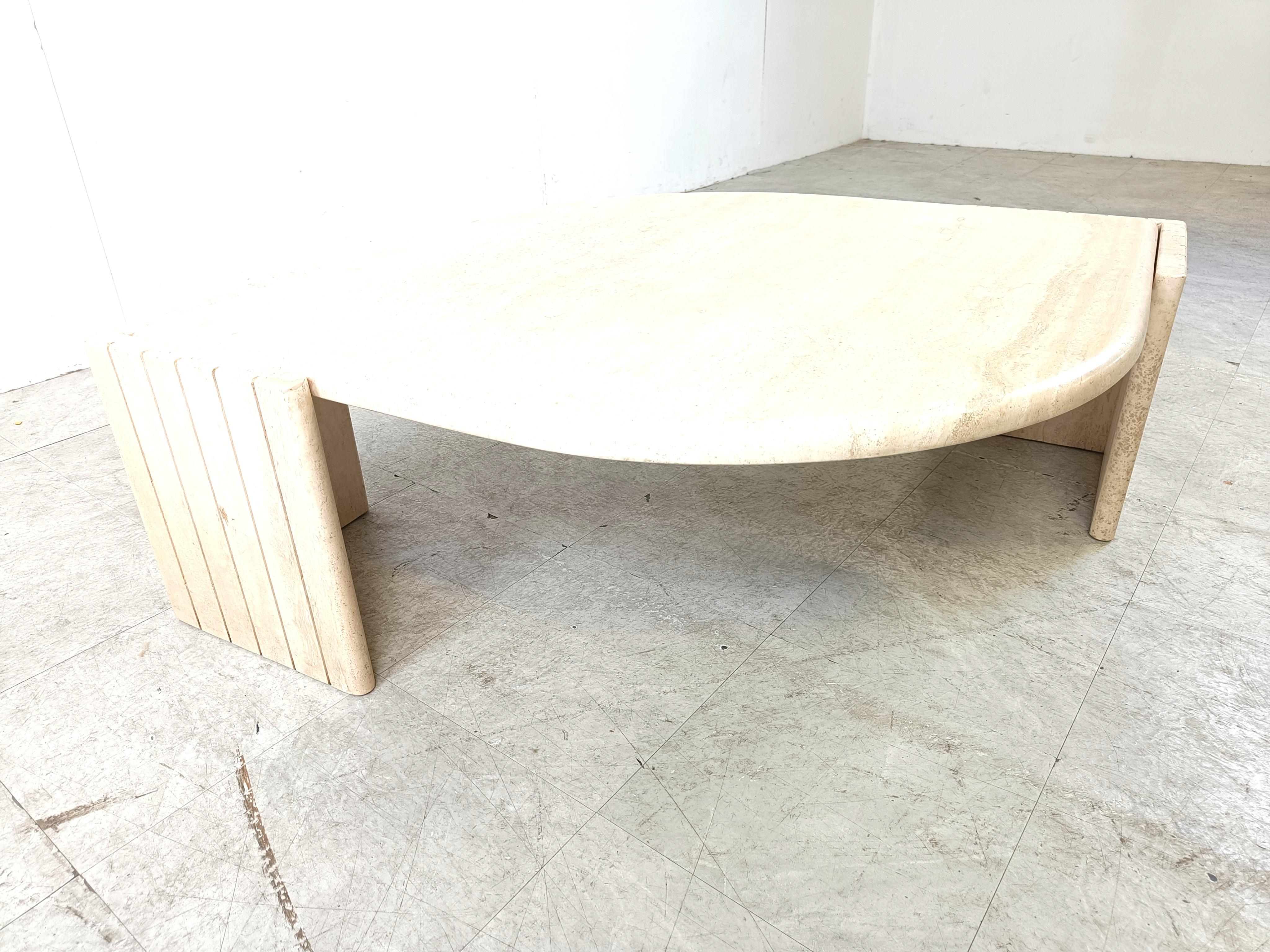 Vintage travertine coffee table, 1970s 2