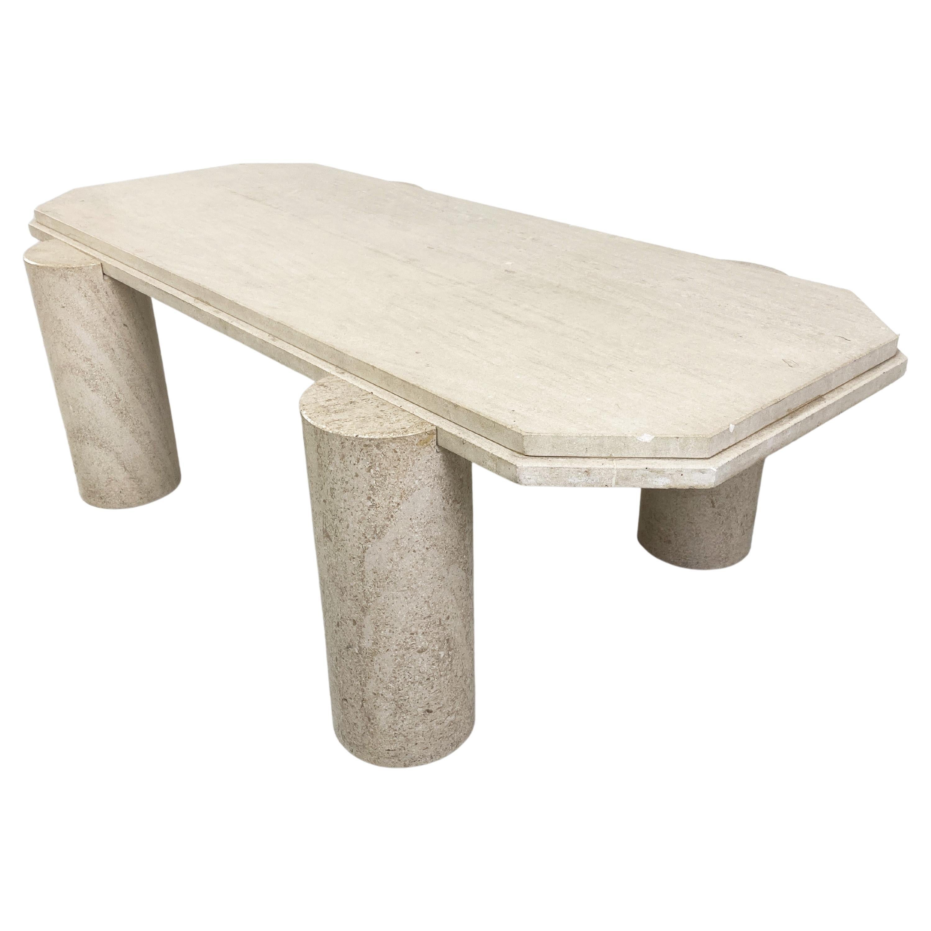 Travertine Coffee Table, 1970s at 1stDibs