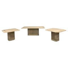 Vintage Travertine Coffee Table and Side Tables, 1980s