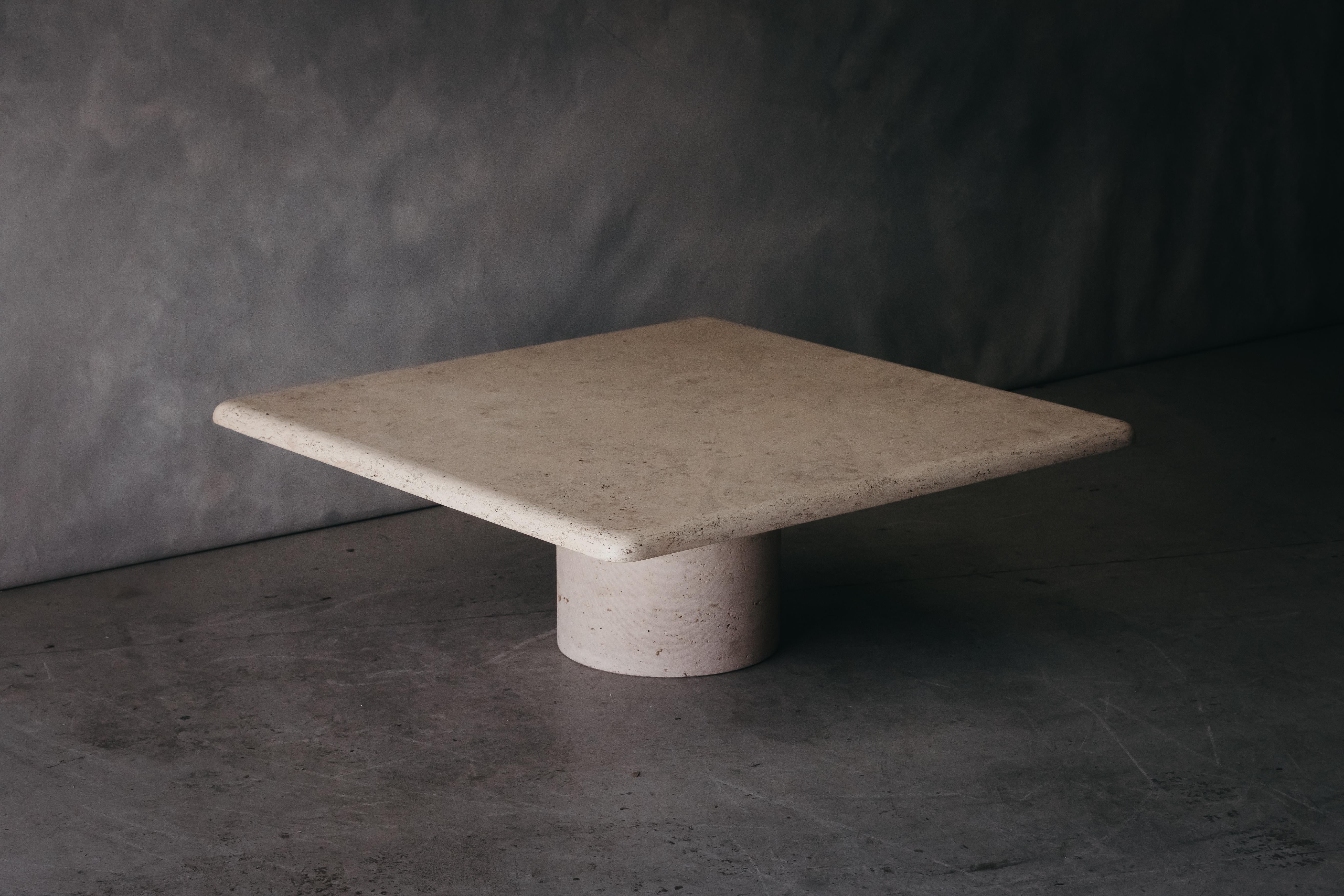 Vintage Travertine Coffee Table by Angelo Mangiarotti from Italy, 1970s In Good Condition In Nashville, TN
