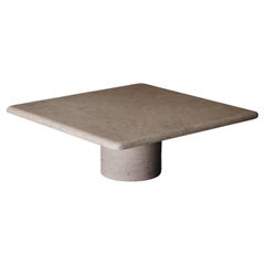 Vintage Travertine Coffee Table by Angelo Mangiarotti from Italy, 1970s