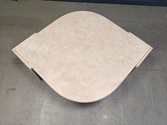 Vintage travertine coffee table by Roche bobois, 1970s