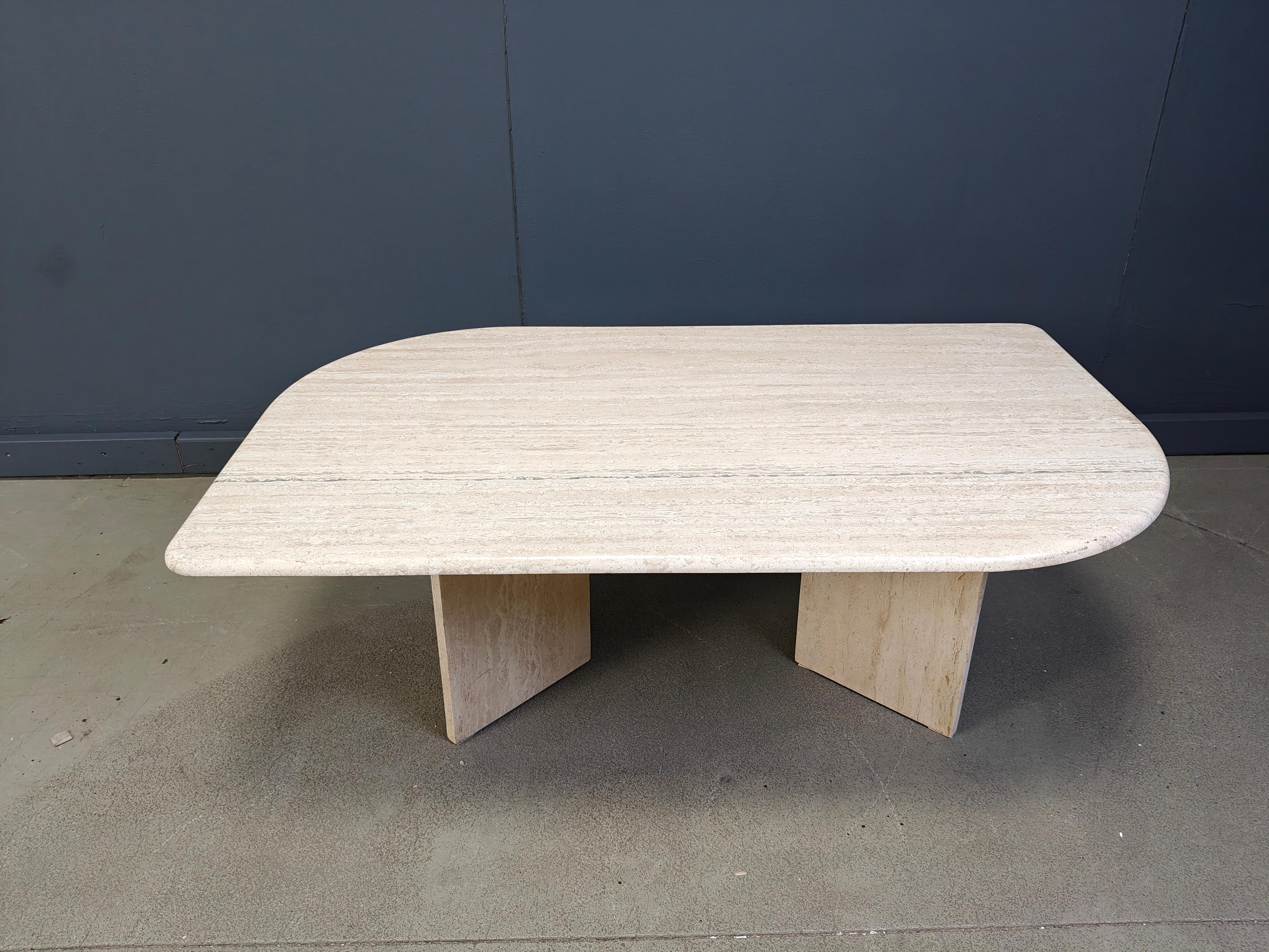 Vintage travertine coffee table For Sale 4