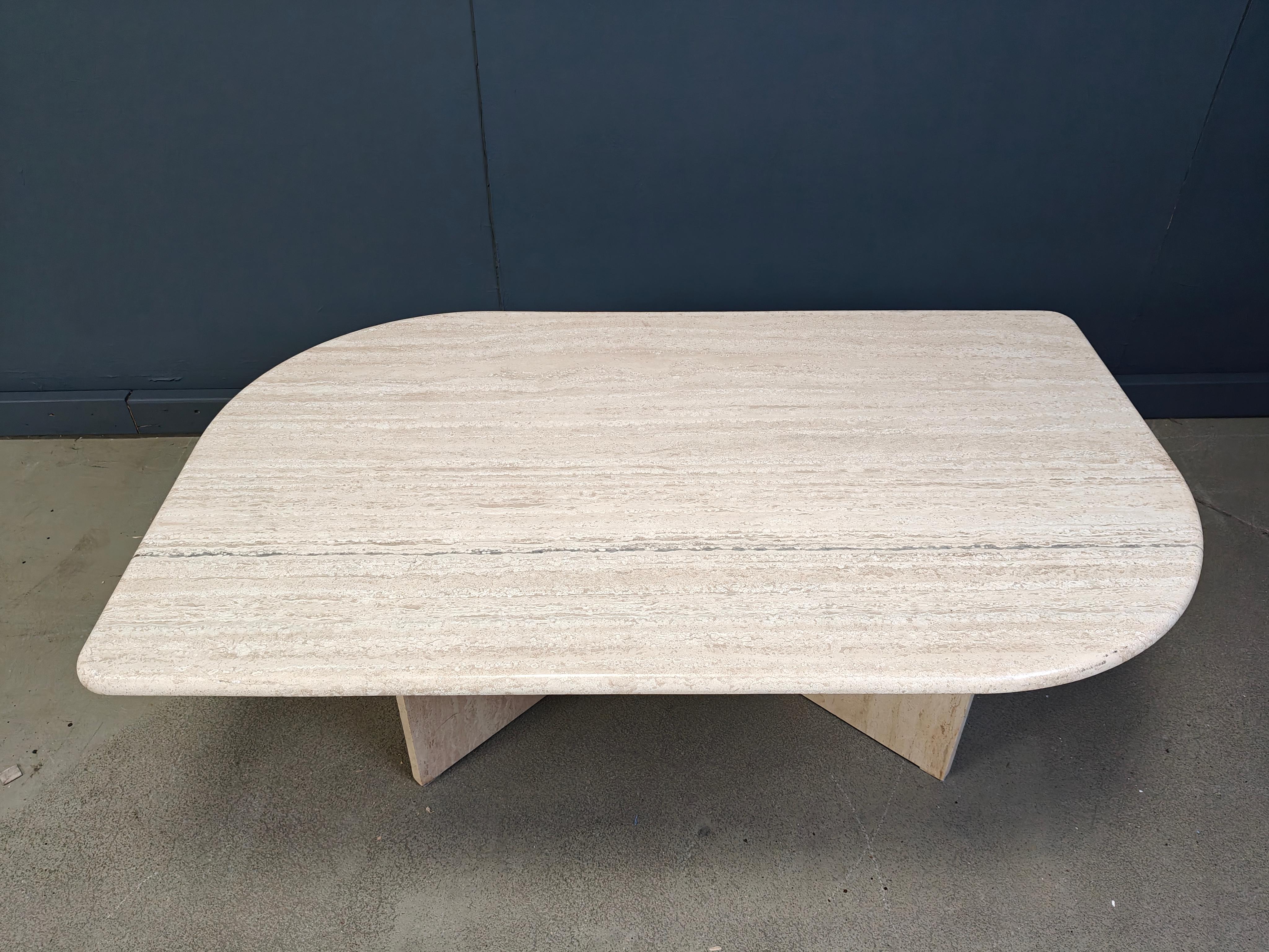 Vintage travertine coffee table For Sale 5