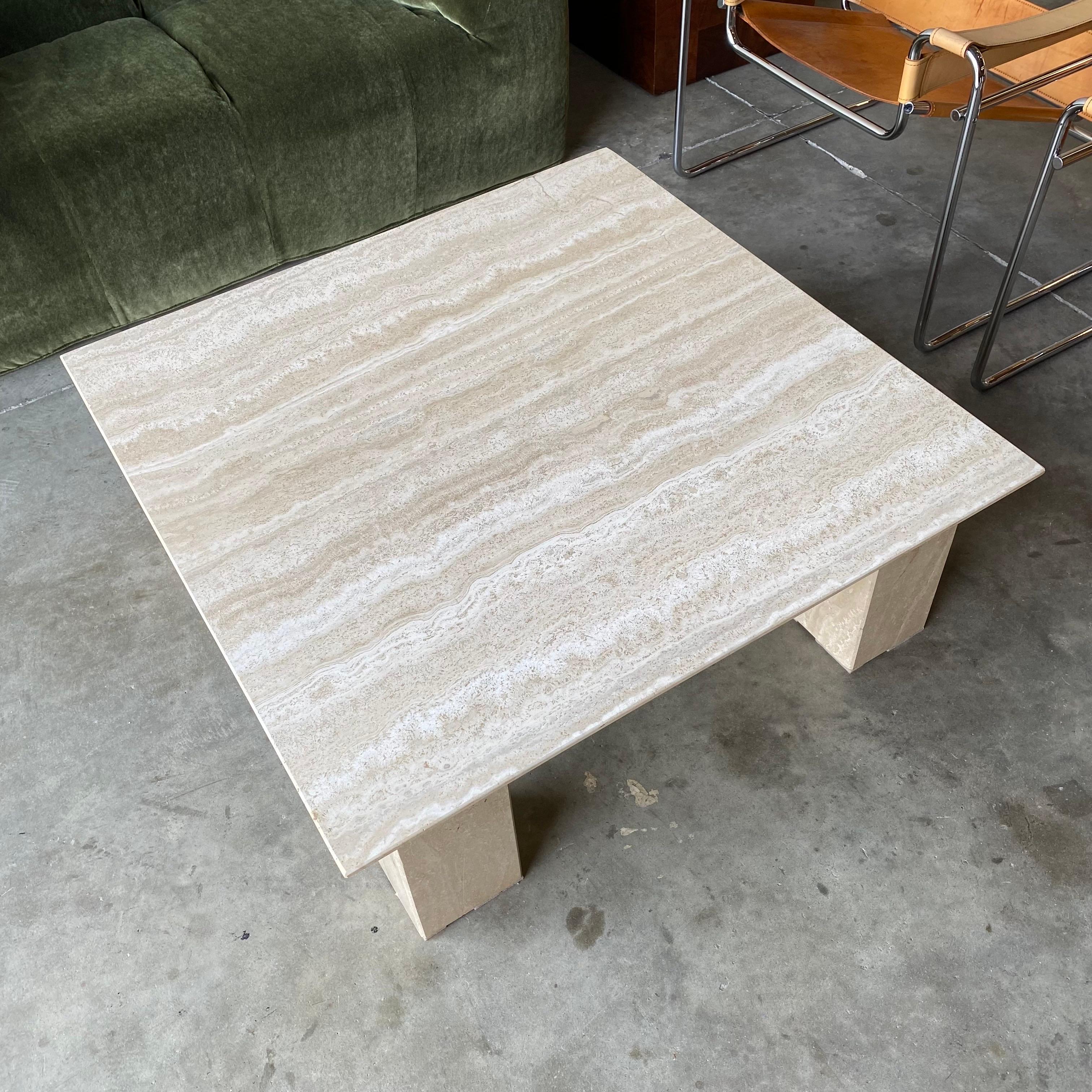 Late 20th Century Vintage Travertine Coffee Table For Sale